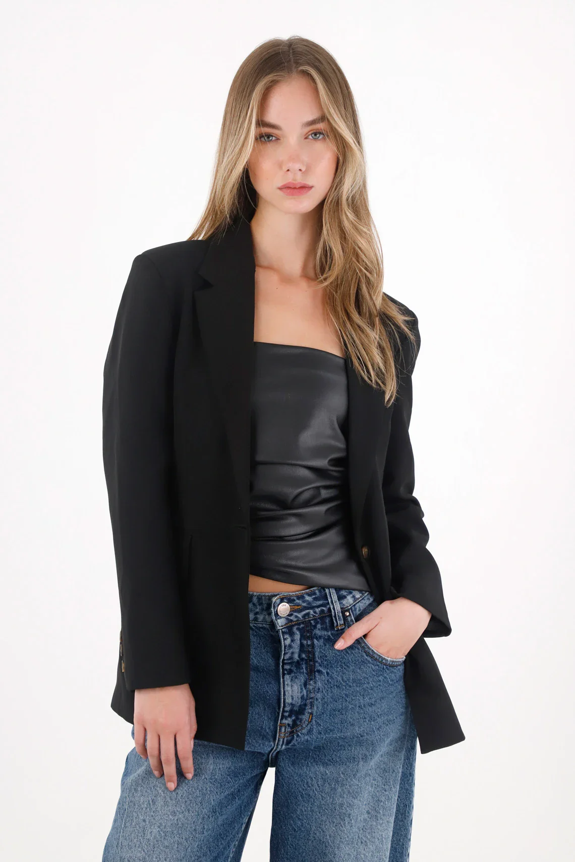 Black oversized blazer coat for women - Image 2