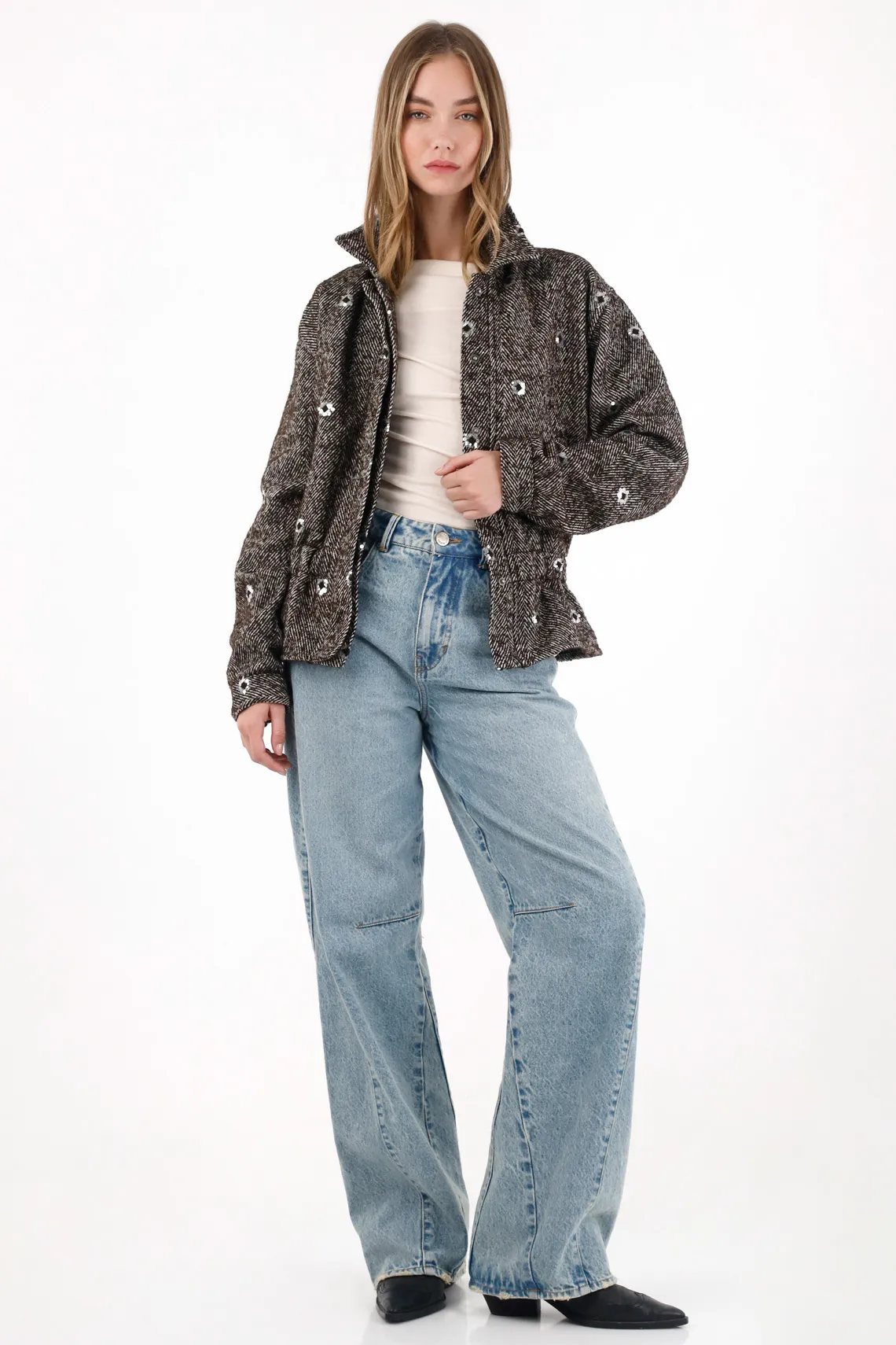 Shiny Effect Jacket with Brown Sequins for Women - Image 2