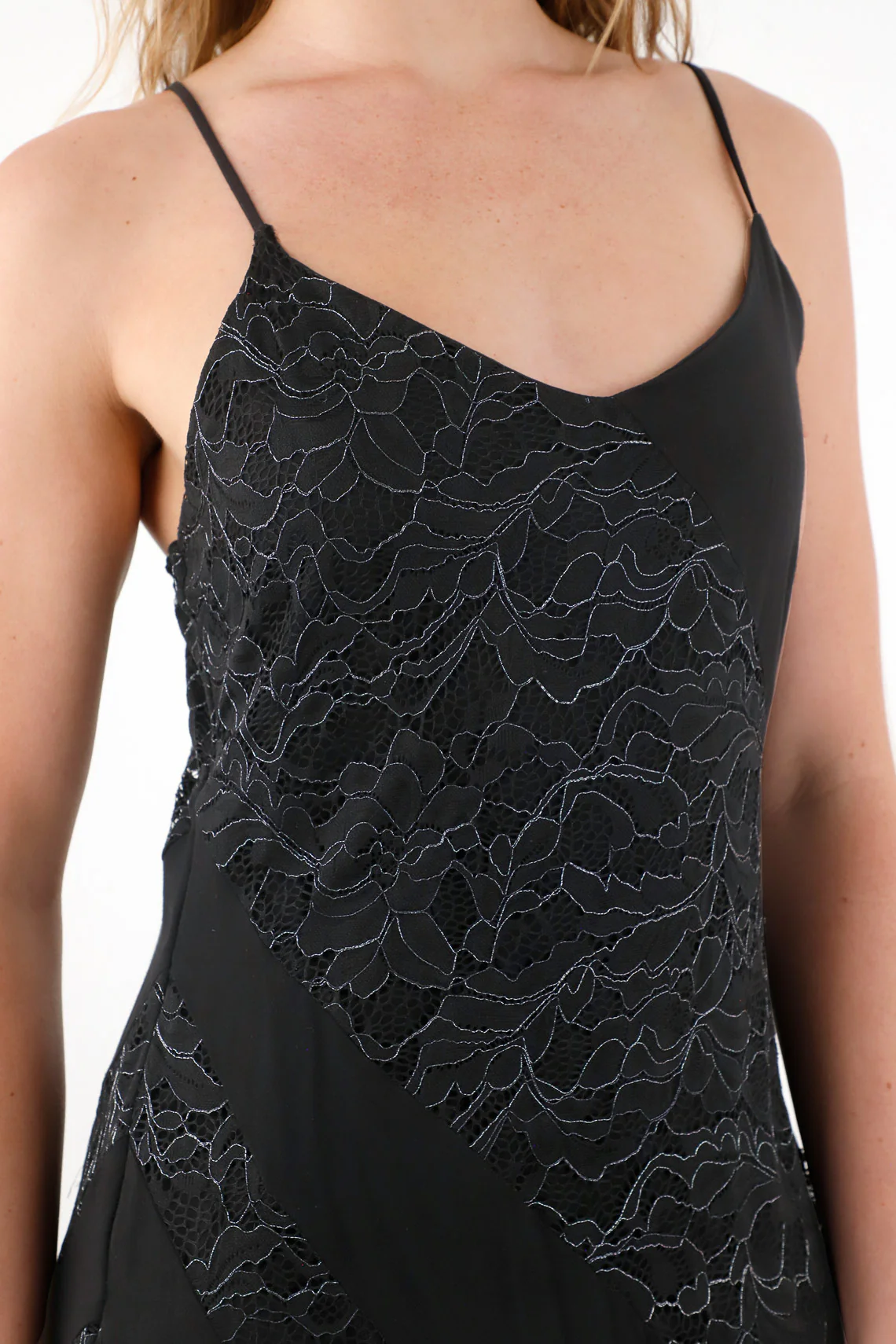 Long dress with fabric blend and shine for women - Image 3