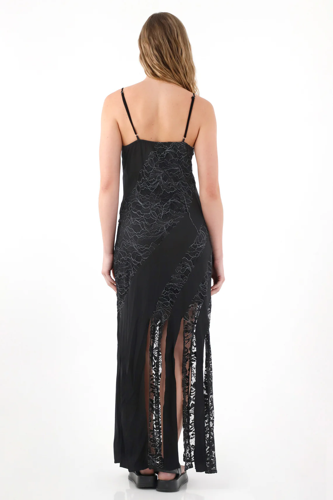 Long dress with fabric blend and shine for women - Image 4