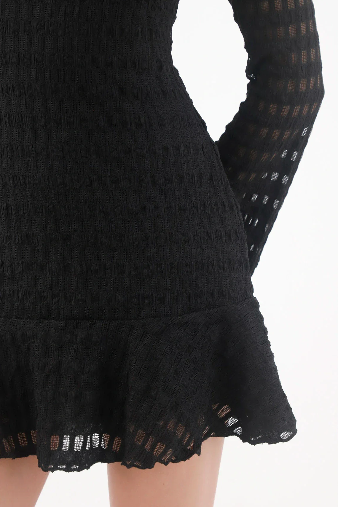 Short black dress with boat neck for women - Image 5