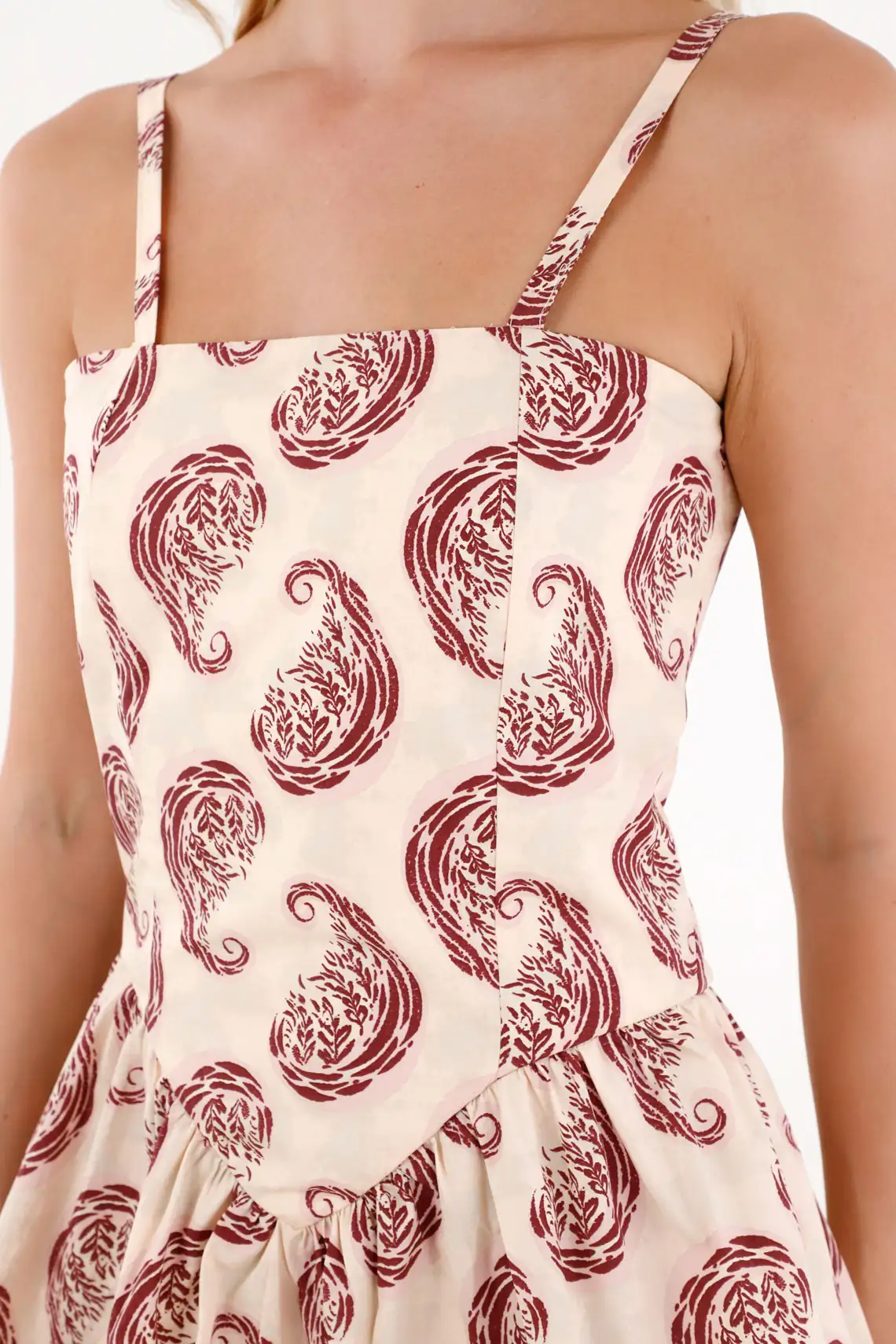 Printed Dress with Princess Cut in Brown for Women - Image 4