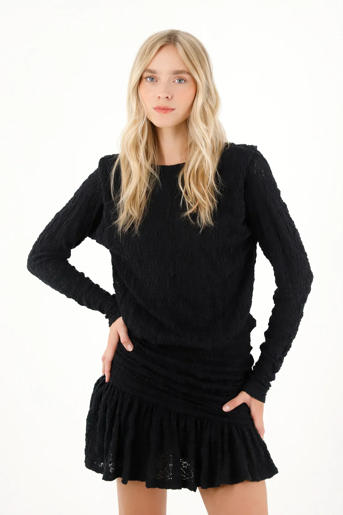Short Black Lace Dress for Women - Image 3