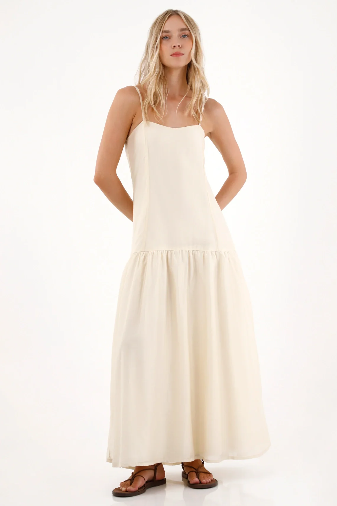 Long Crudo Dress with Straps for Women