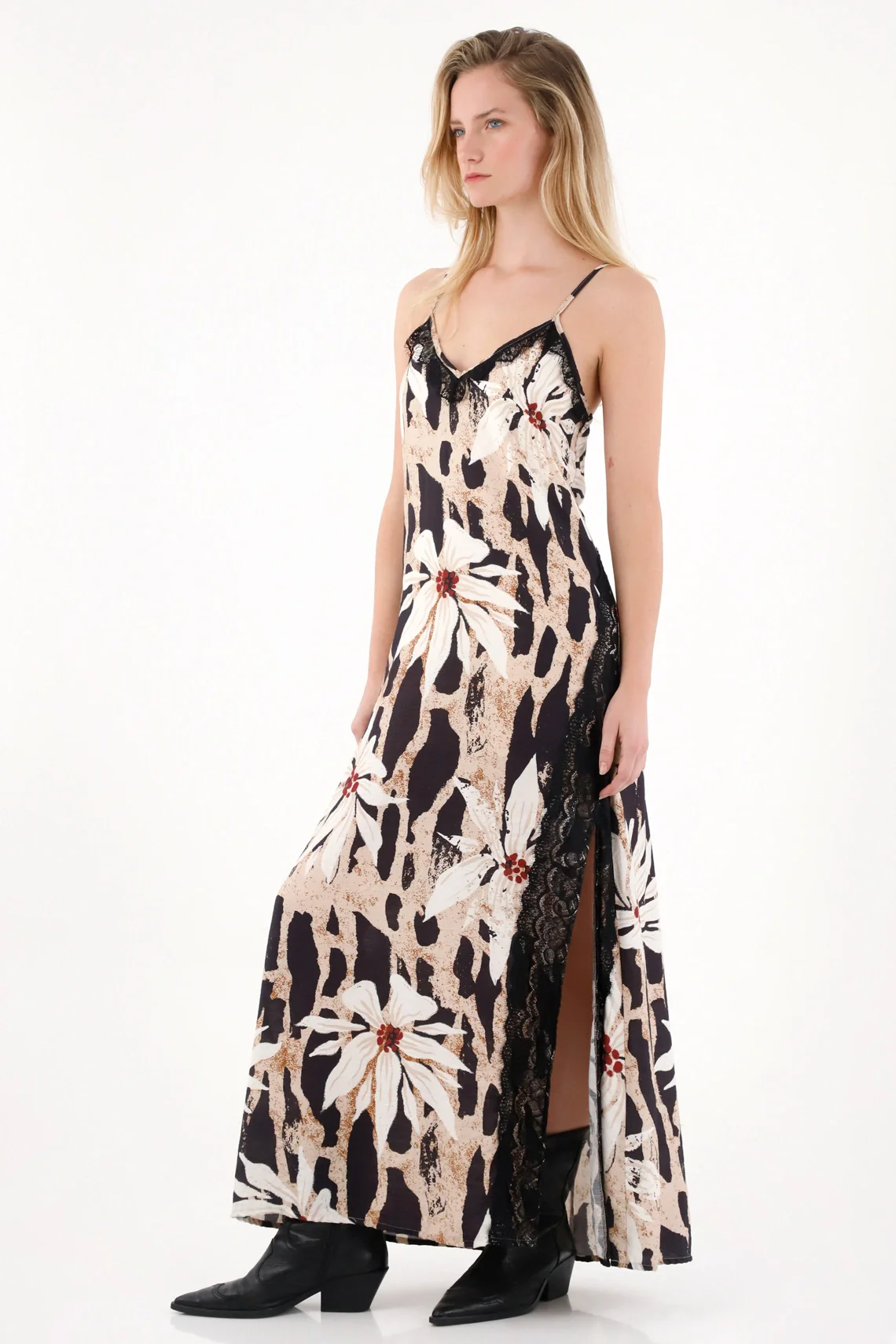 Long Floral Lace Dress for Women - Image 3