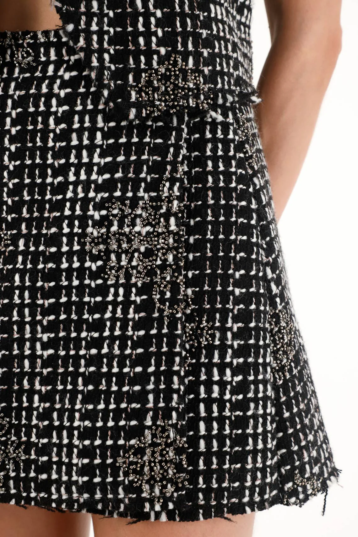 Women's black skirt with shiny appliques - Image 3