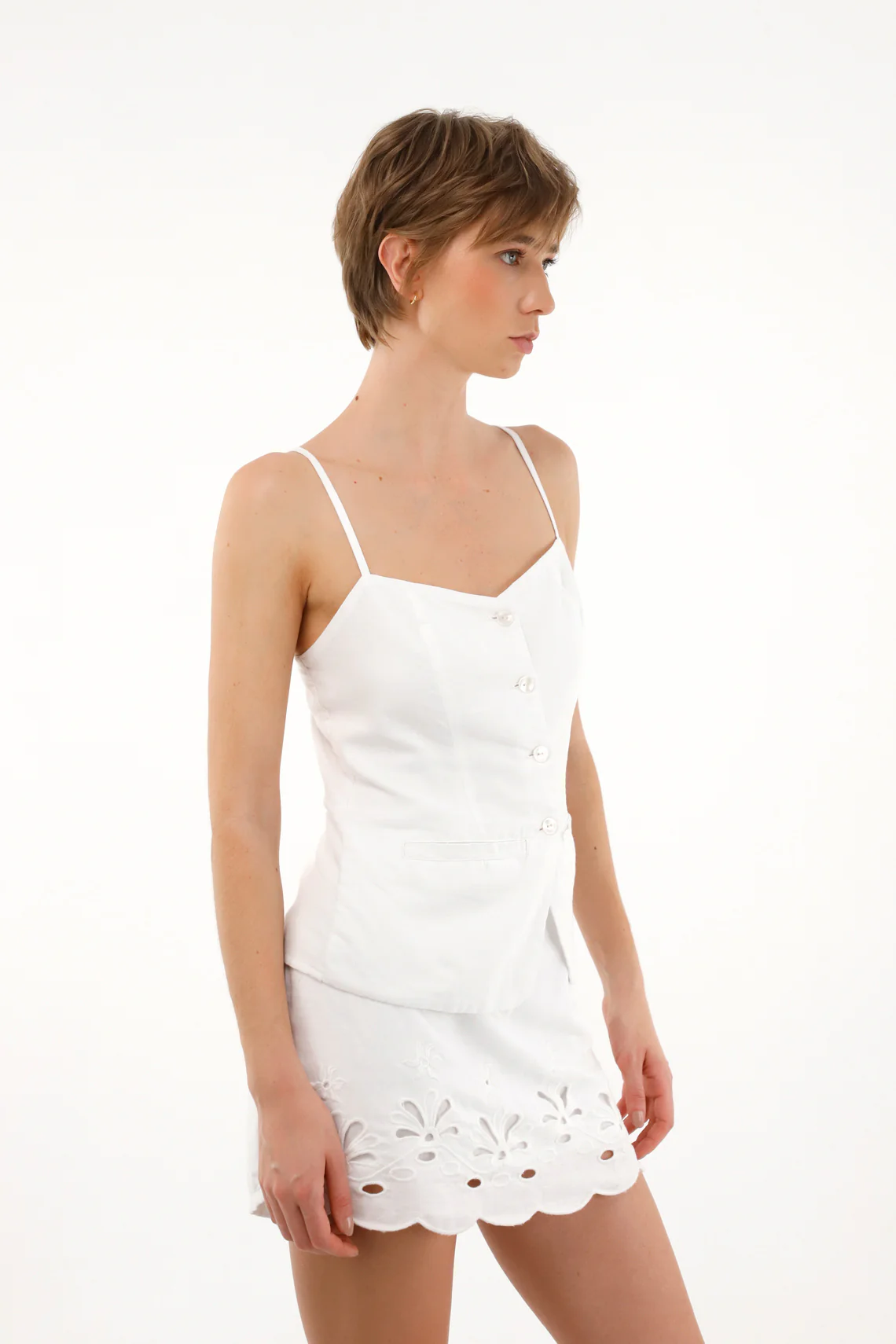 Women's Short Skirt with Embroidered and Laser Cut Details - Image 3