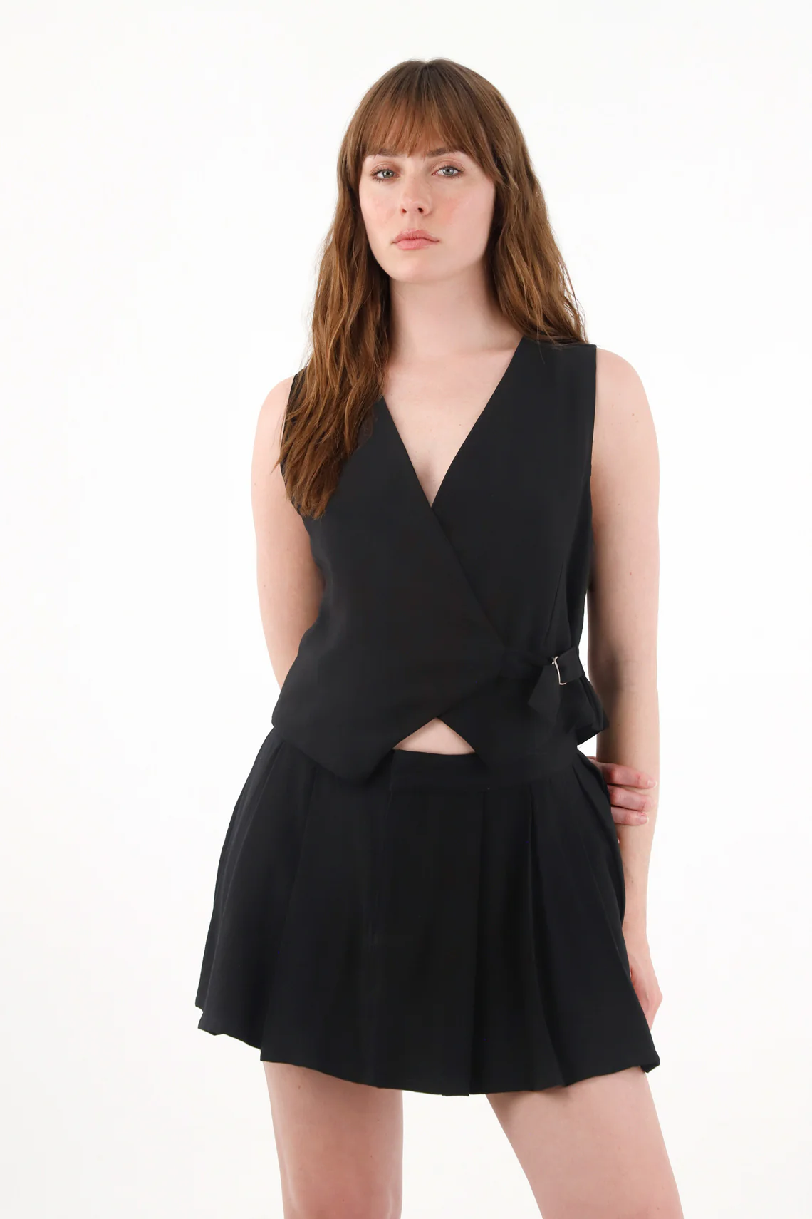 Women's Black Pleated Mini Skirt - Image 2