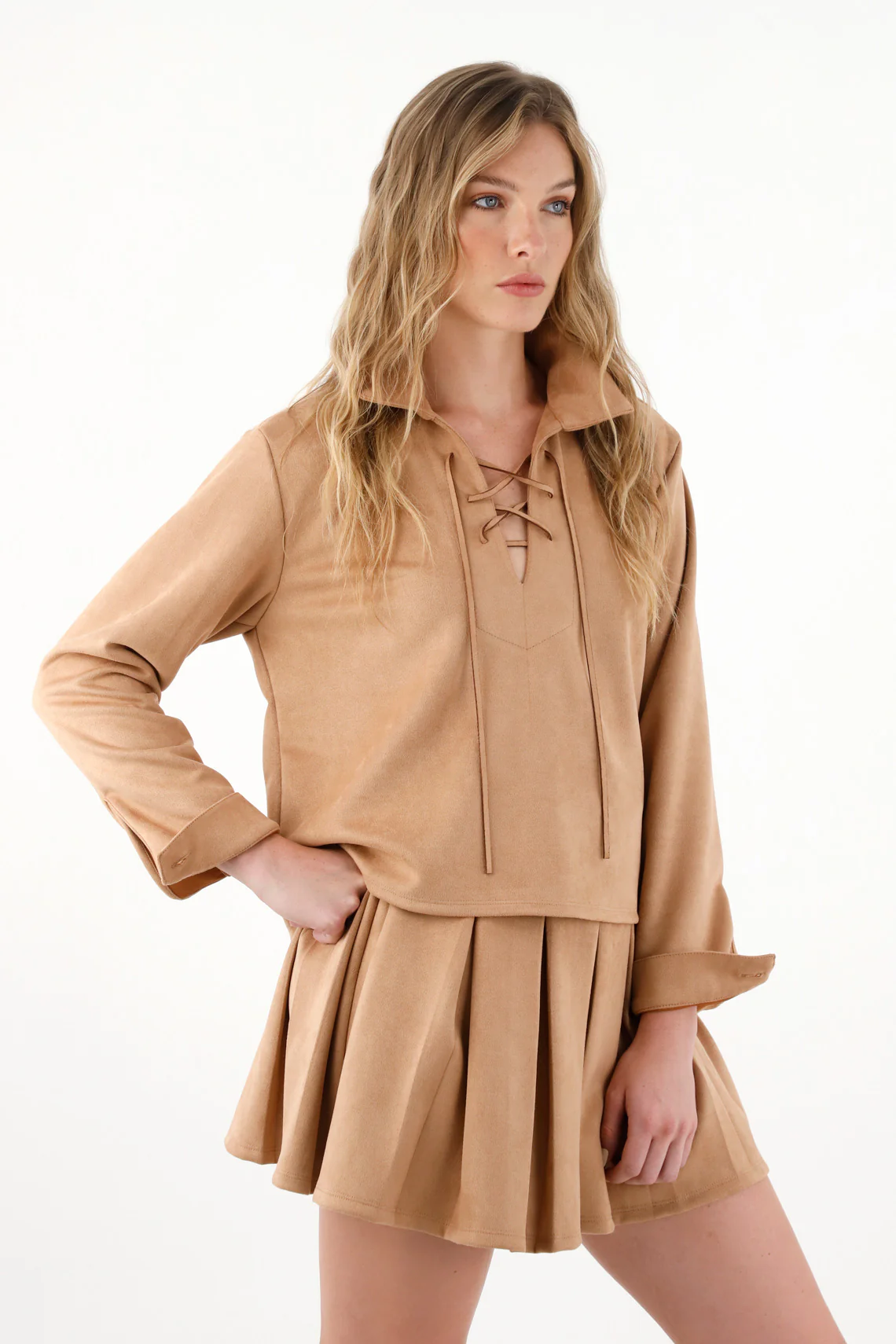 Short Brown Suede Skirt for Women - Image 2