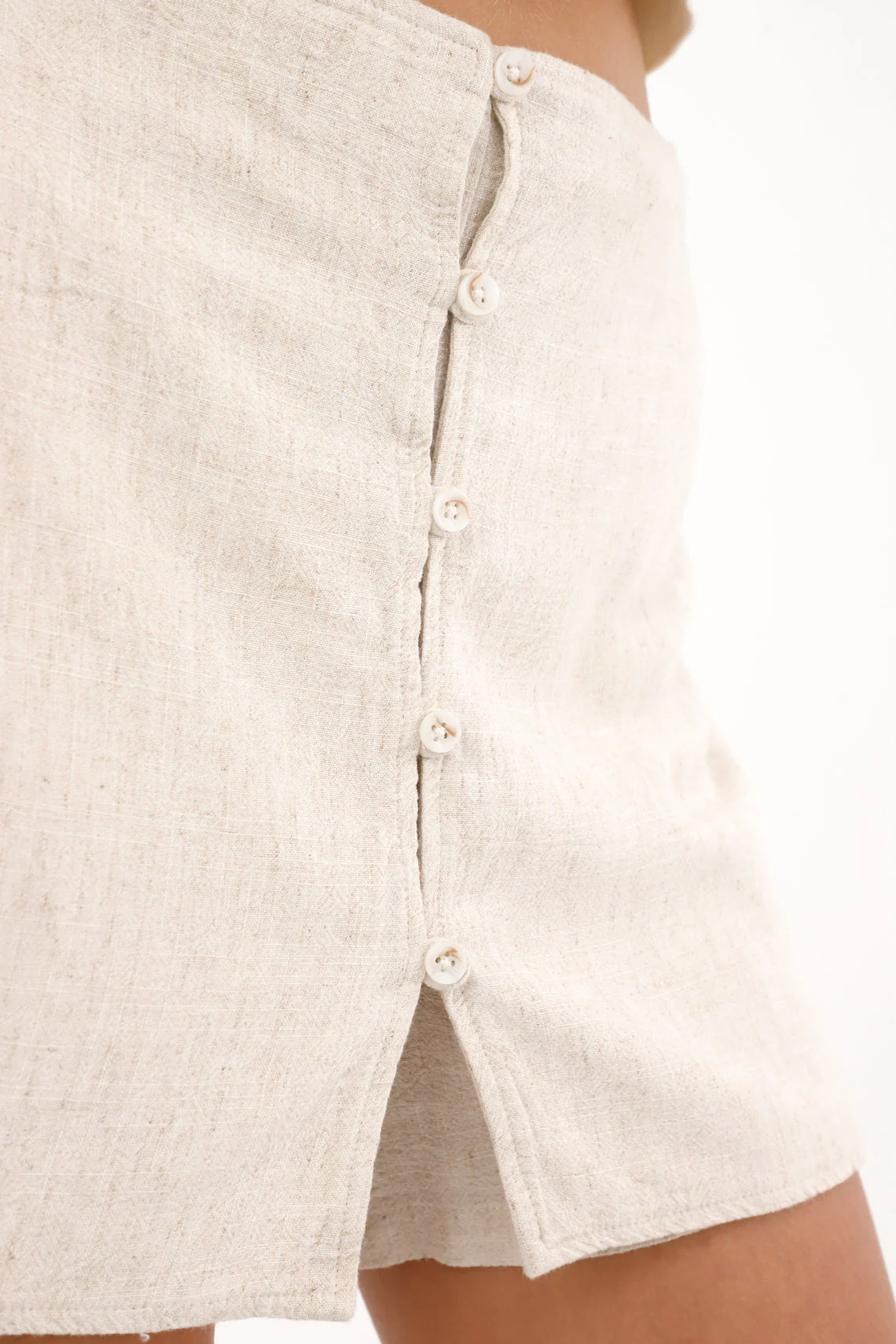 Womens Cream Buttoned Skort - Image 3