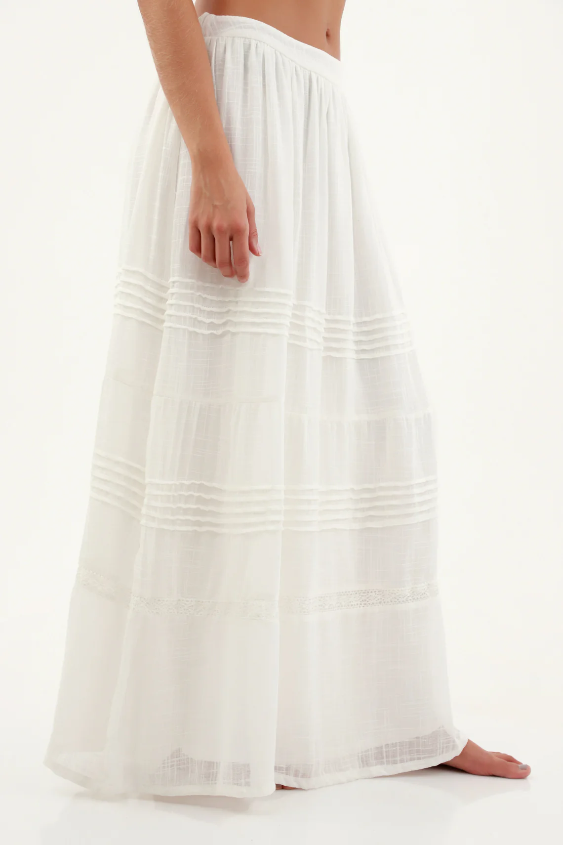 Women's Ecru Lace Detail Skirt - Image 3