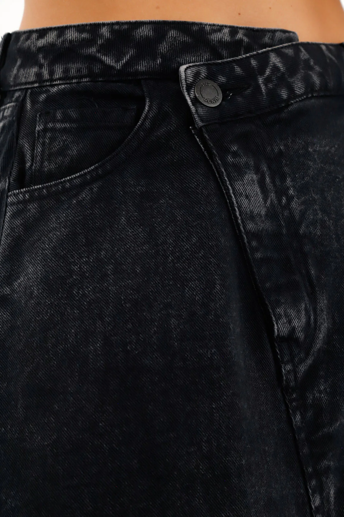 Women's Black Denim Midi Skirt - Image 3