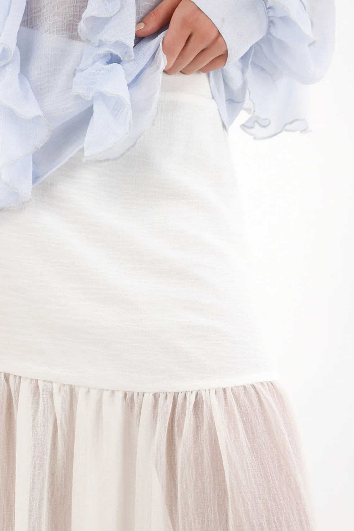 Long Crudo Skirt in Fabric Blend for Women - Image 3