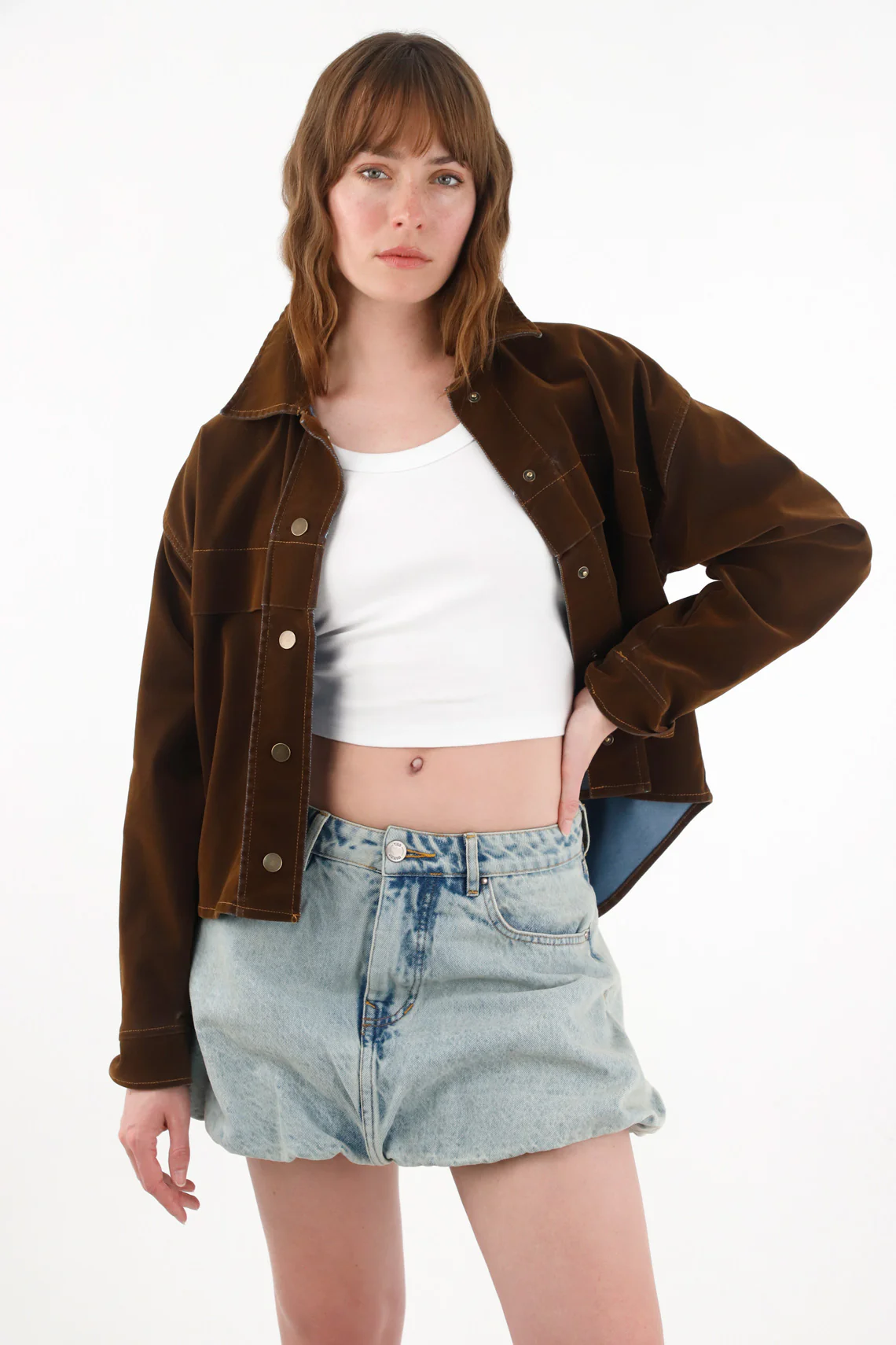 Women's Blue Balloon Denim Mini Skirt - Image 4