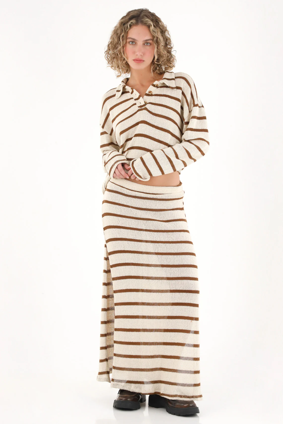 Women's Multicolor Striped Knit Maxi Skirt