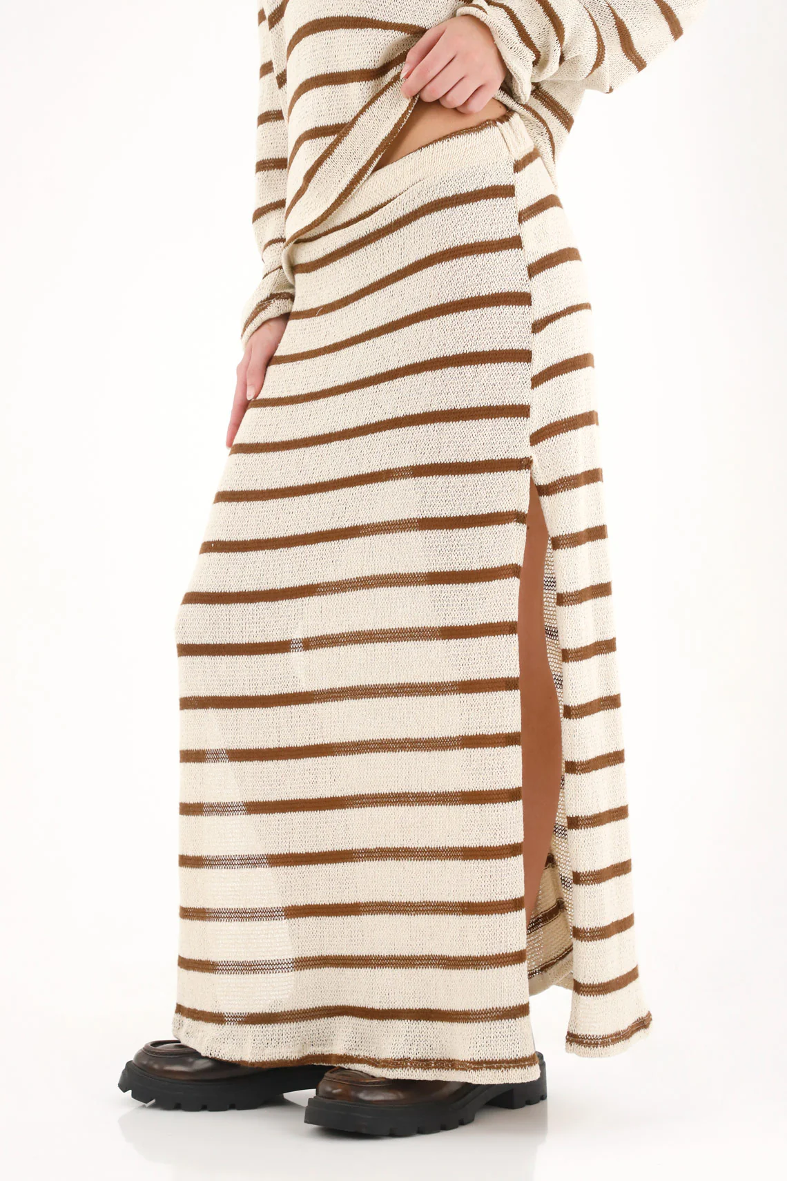 Women's Multicolor Striped Knit Maxi Skirt - Image 2