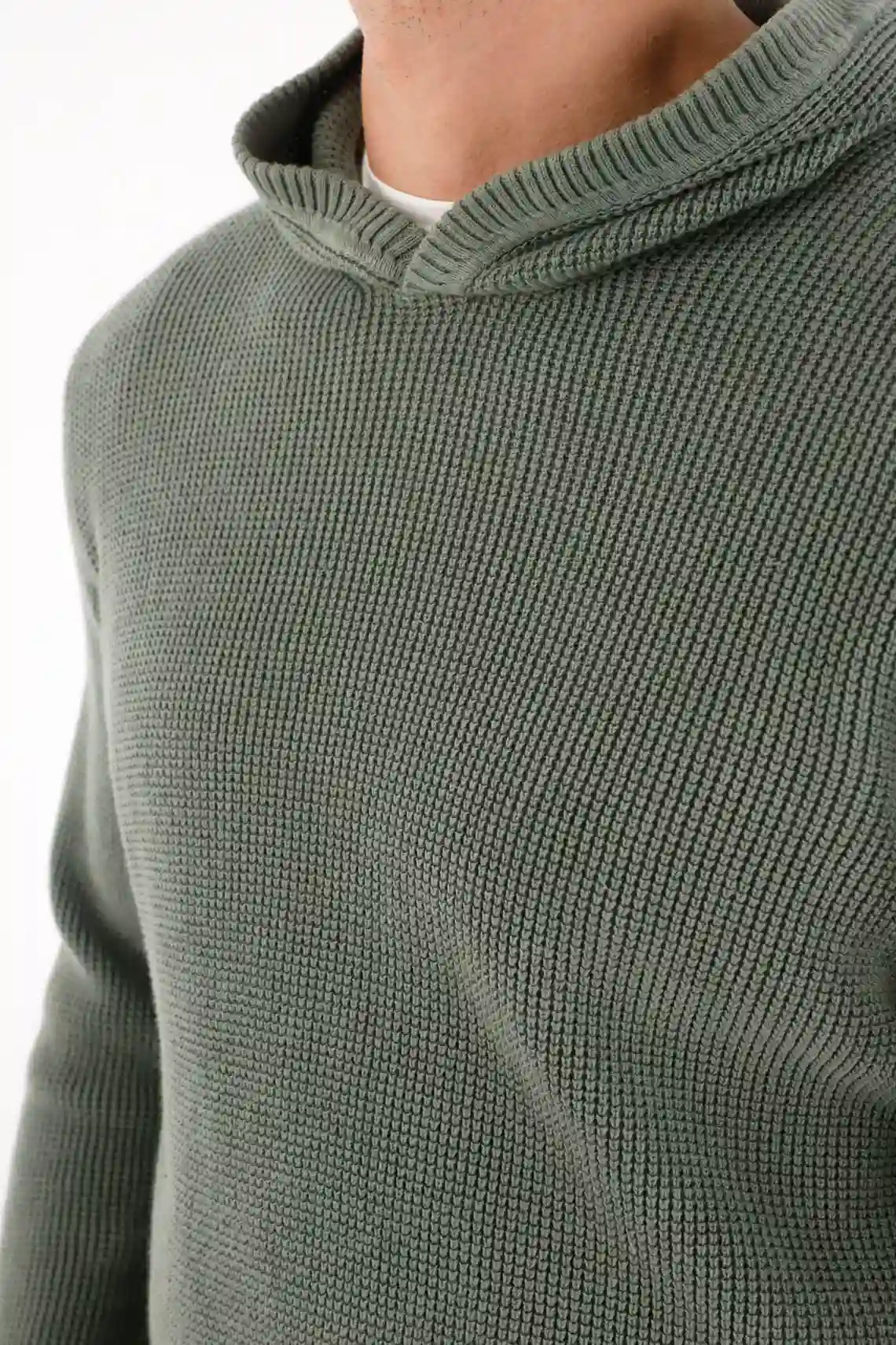 Green Knit Hoodie for Men - Image 3