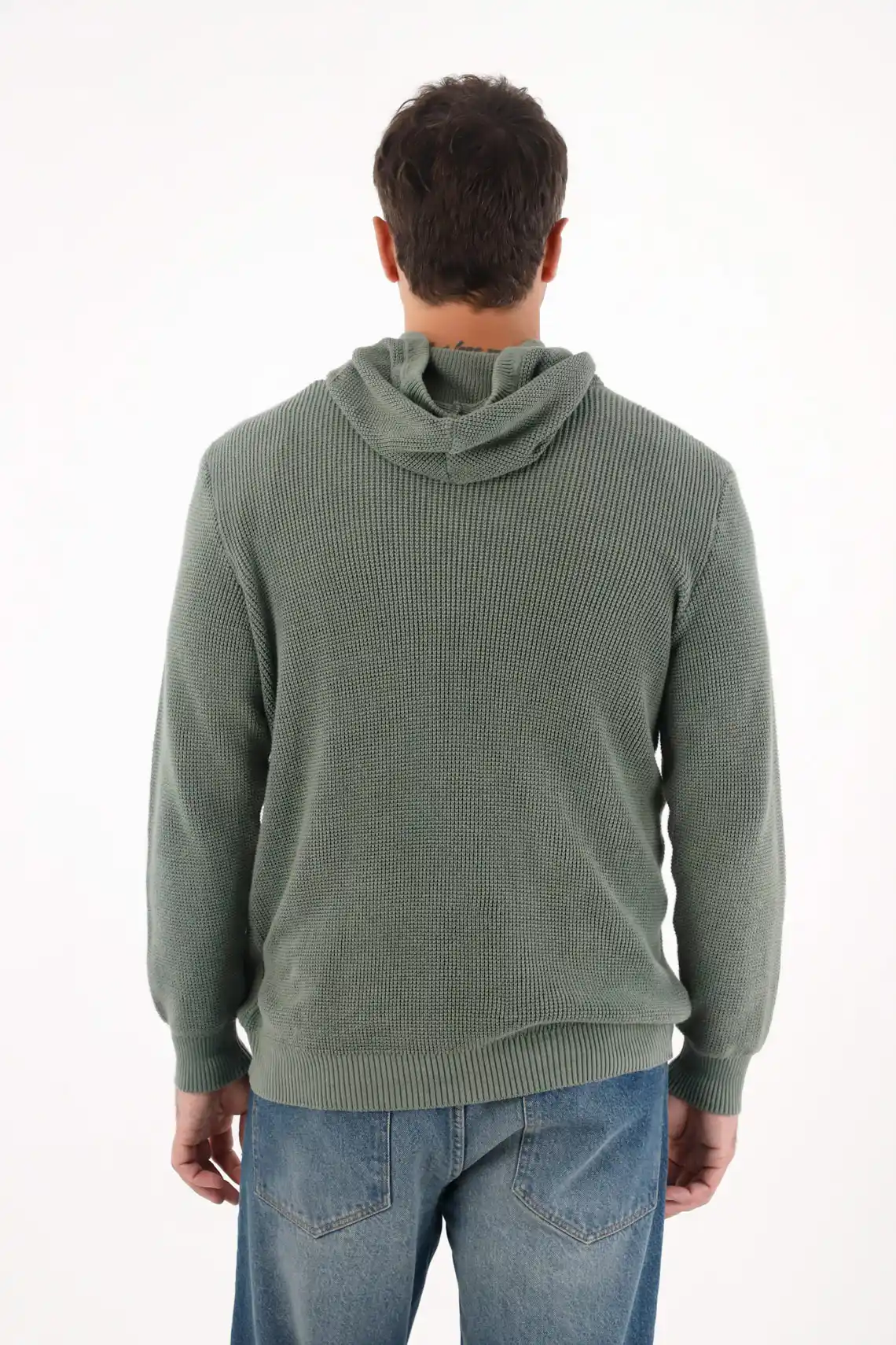 Green Knit Hoodie for Men - Image 4