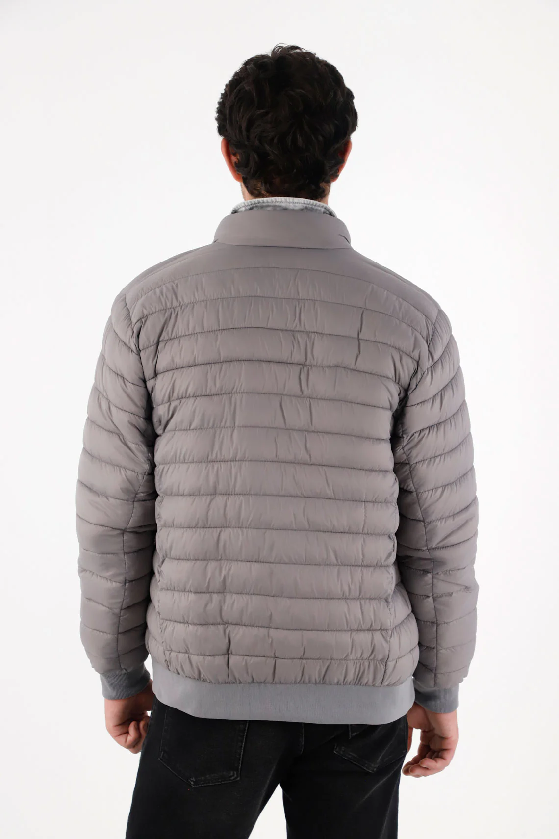 Gray Quilted Jacket for Men - Image 5