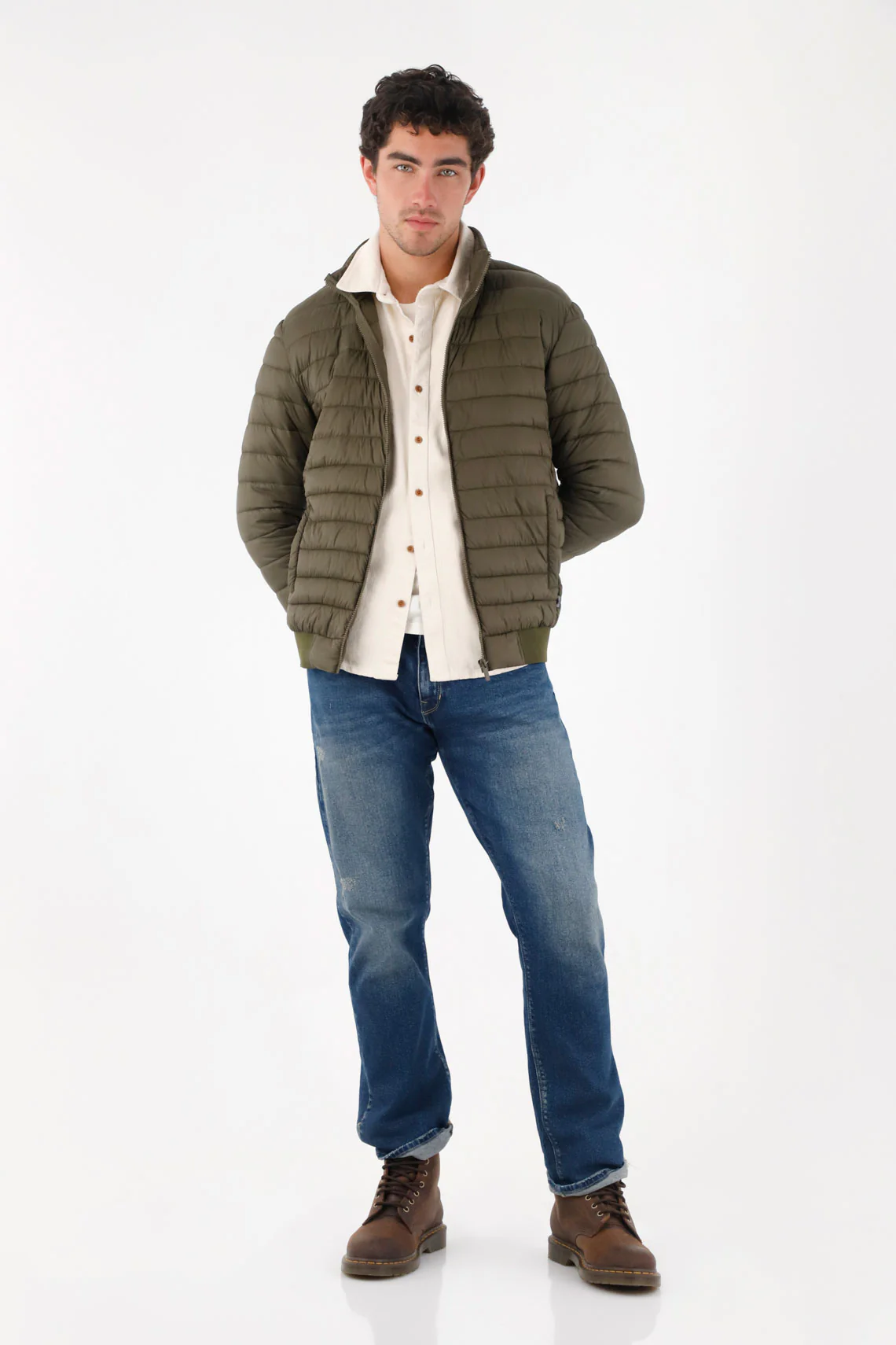 Green Quilted Jacket for Men