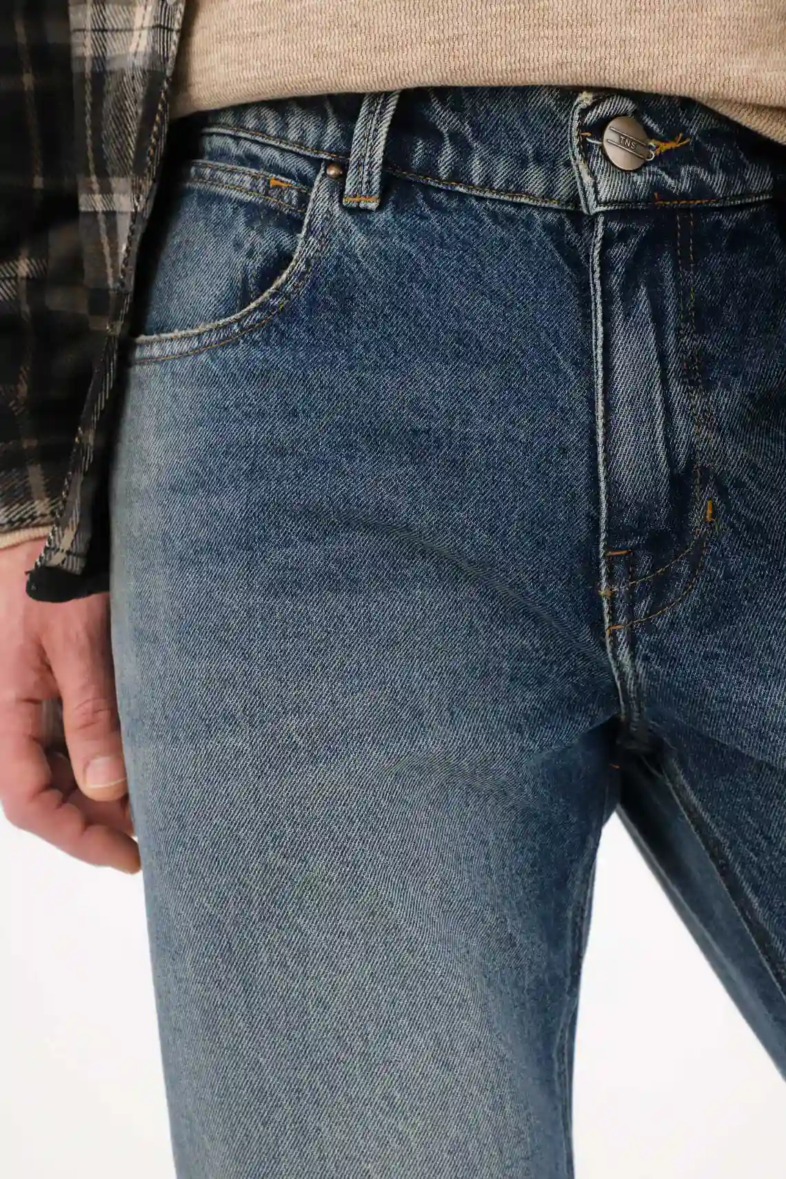 Classic Jeans with Localized Distressing in Blue for Men - Image 3