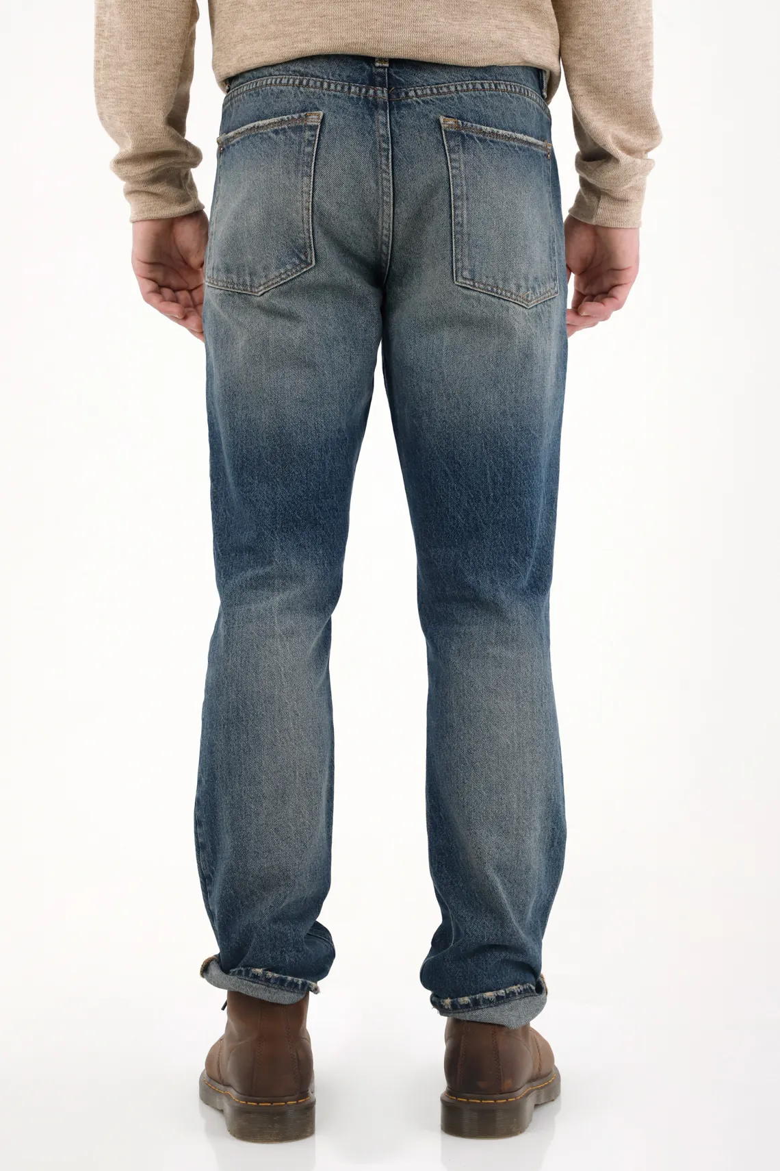 Classic Jeans with Localized Distressing in Blue for Men - Image 4