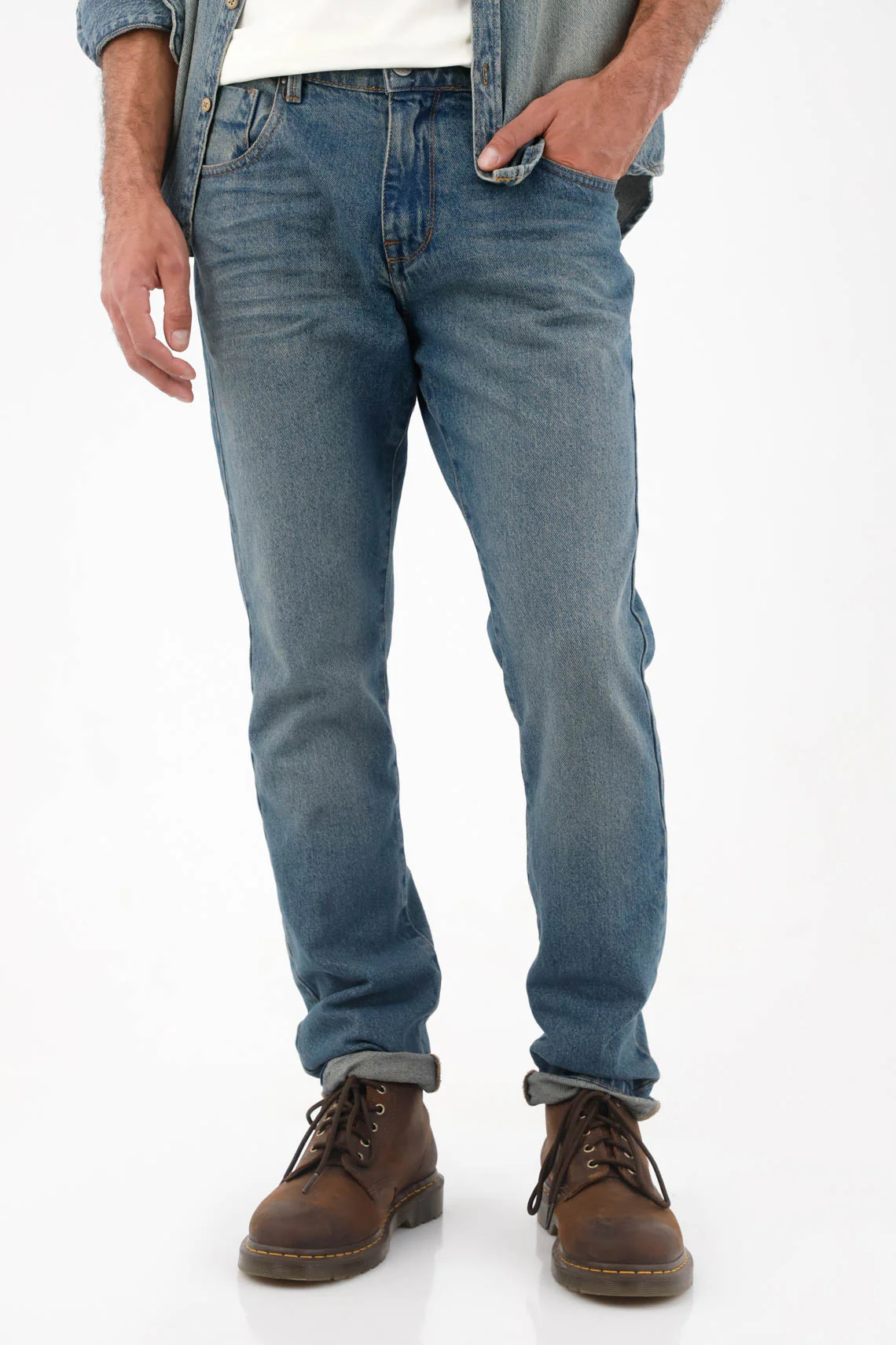 Vintage Blue Straight Jeans for Men