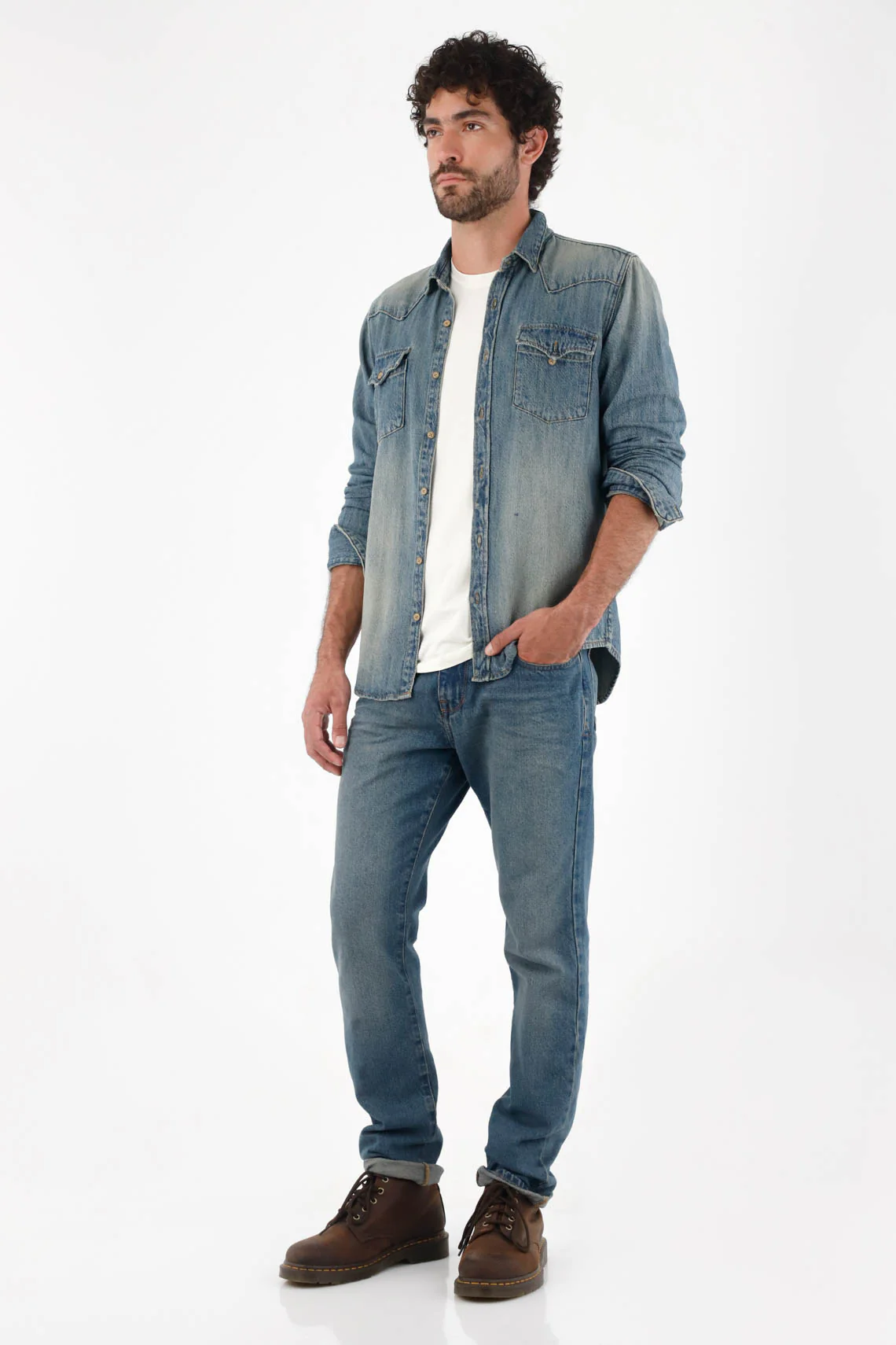 Vintage Blue Straight Jeans for Men - Image 2