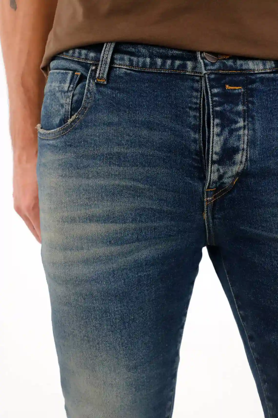 Skinny Jeans with Distressing in Blue for Men - Image 4