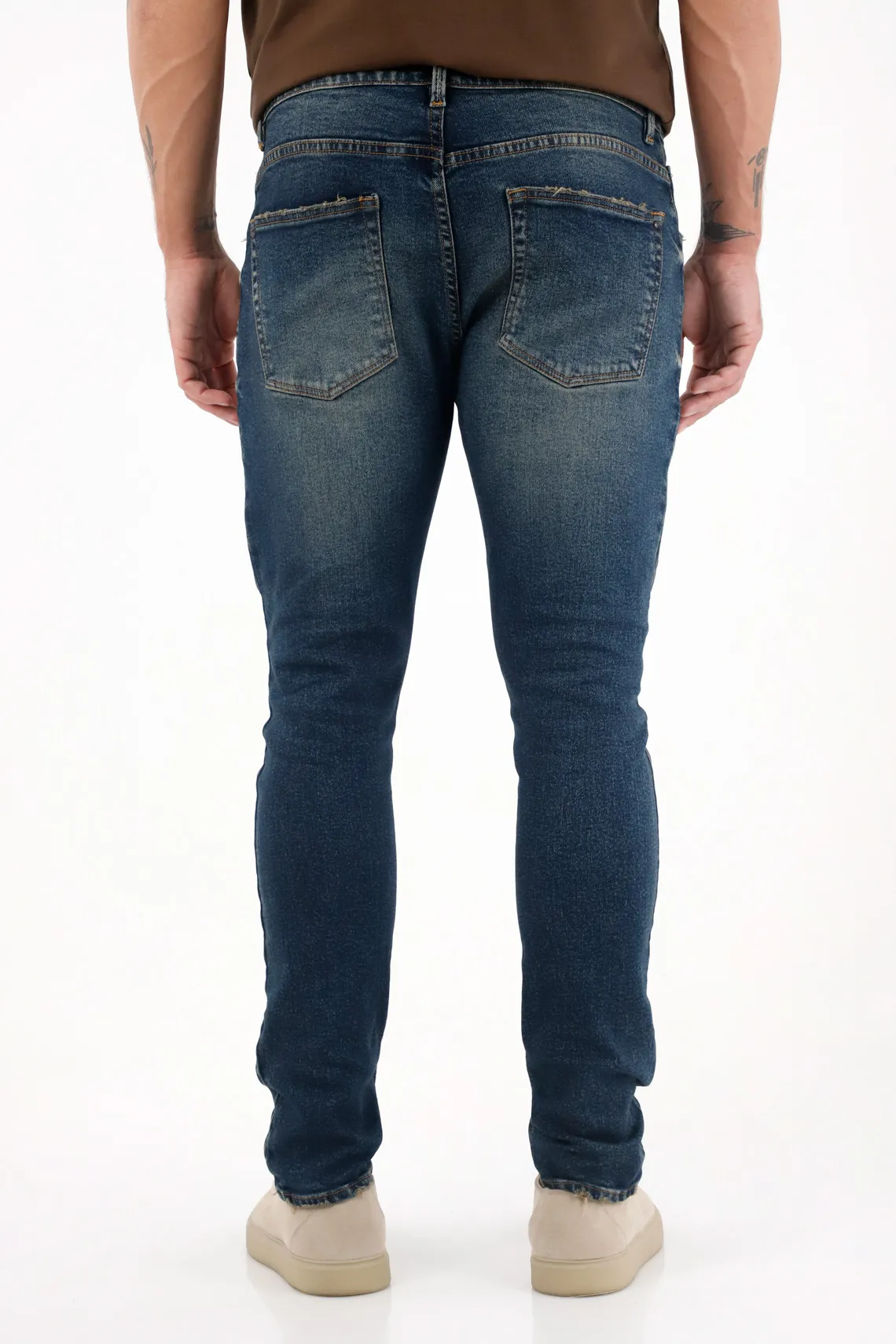 Skinny Jeans with Distressing in Blue for Men - Image 5