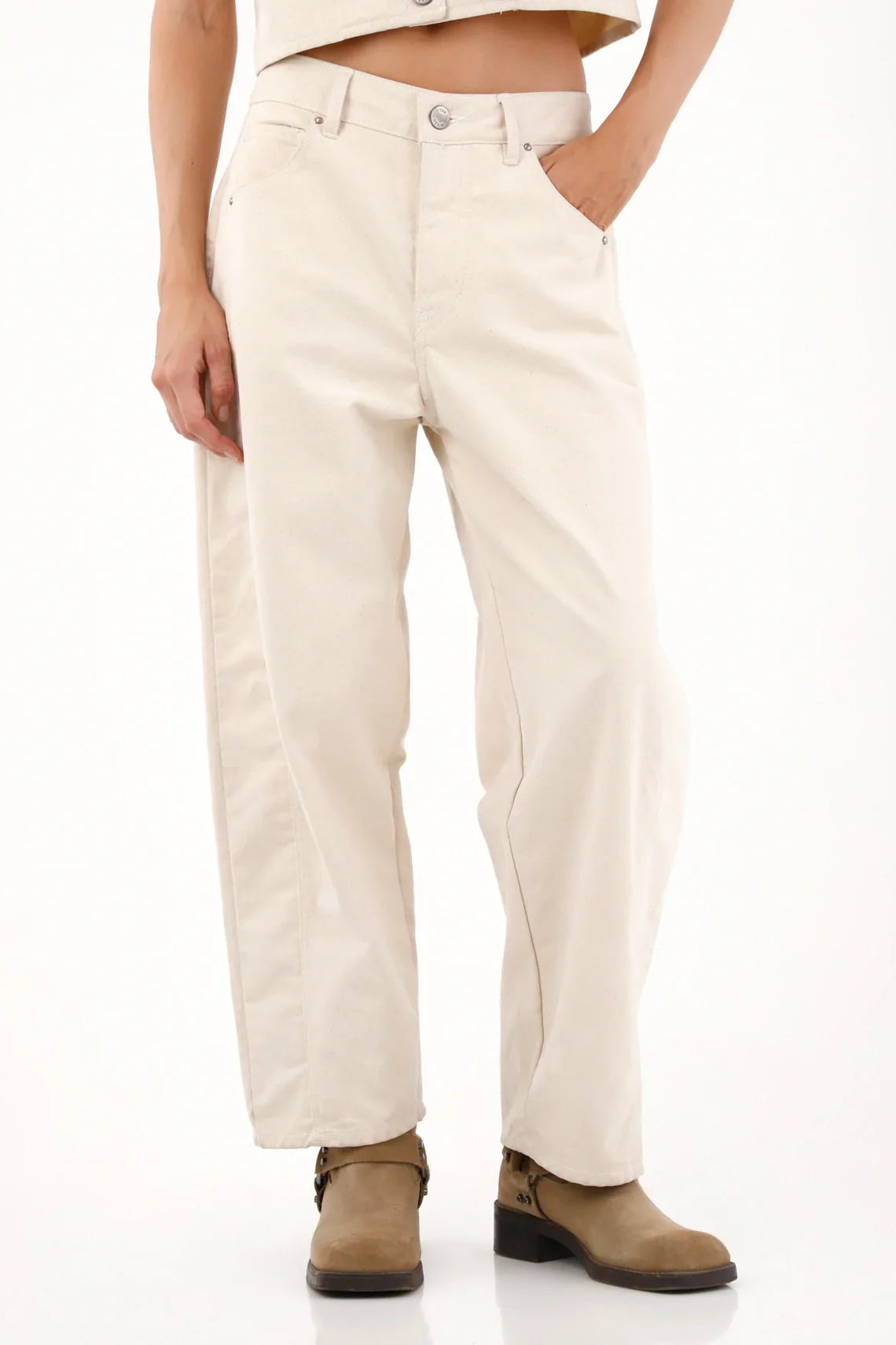 Off-White Velvet Horseshoe Jeans for Women - Image 2