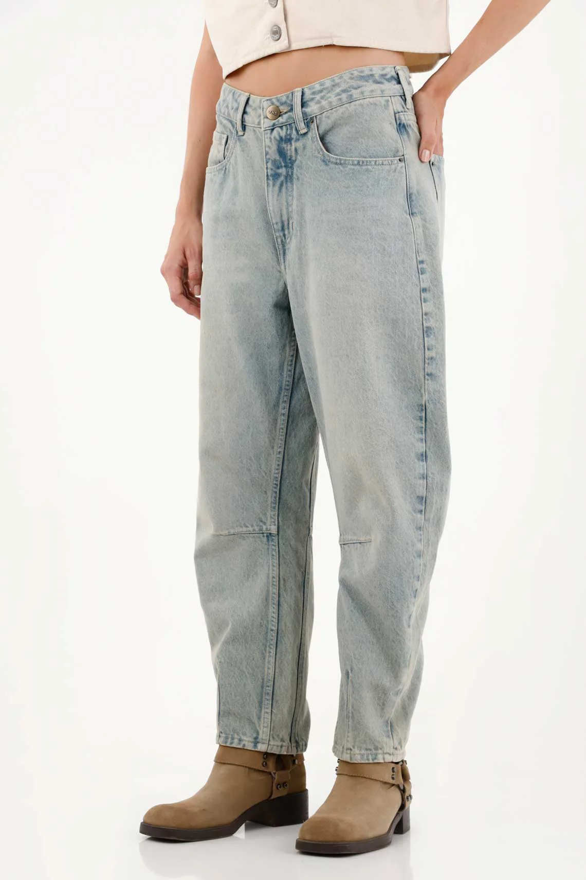 Women's Blue Horseshoe Five-Pocket Jeans - Image 3