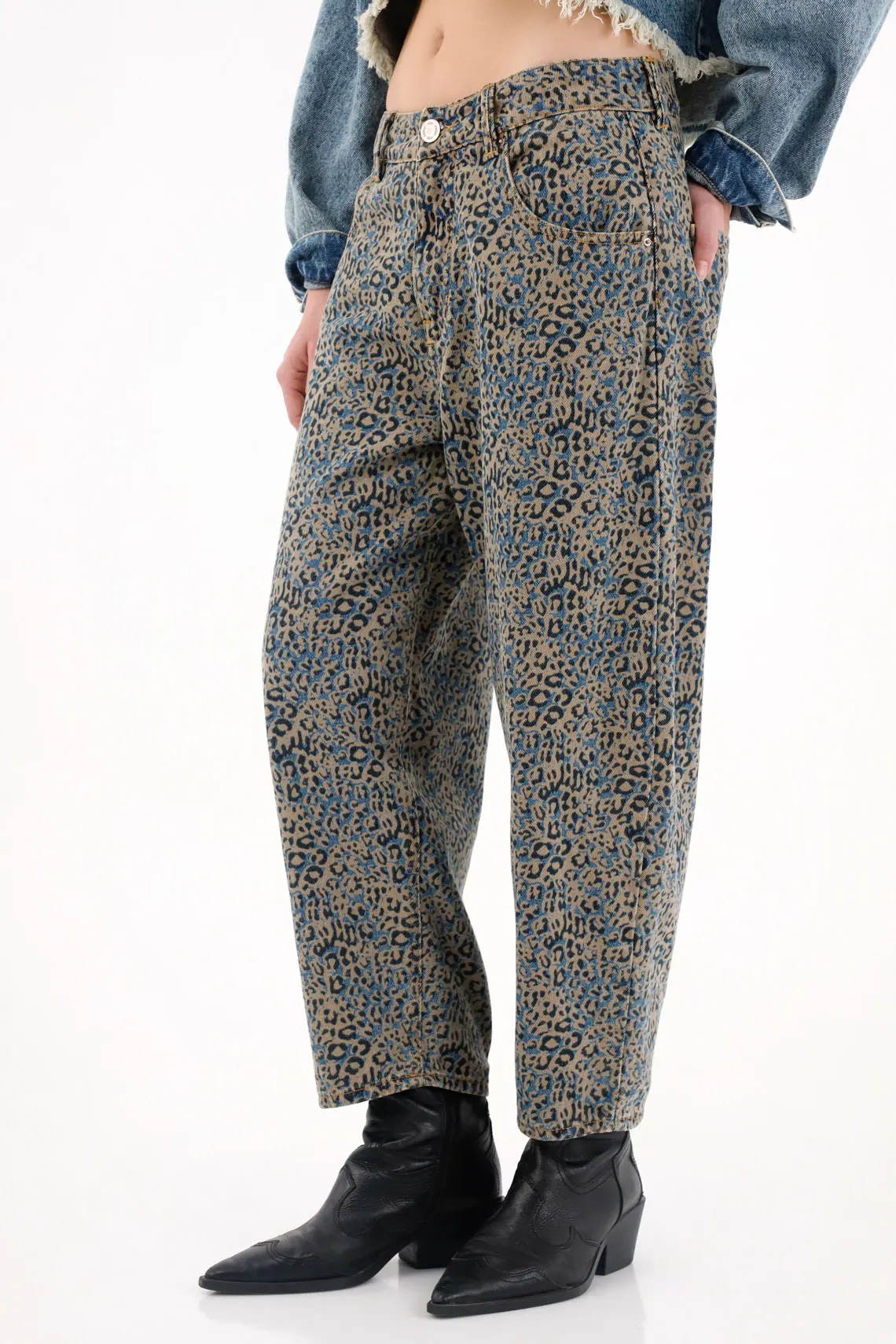 Animal Print Barrel Jeans for Women