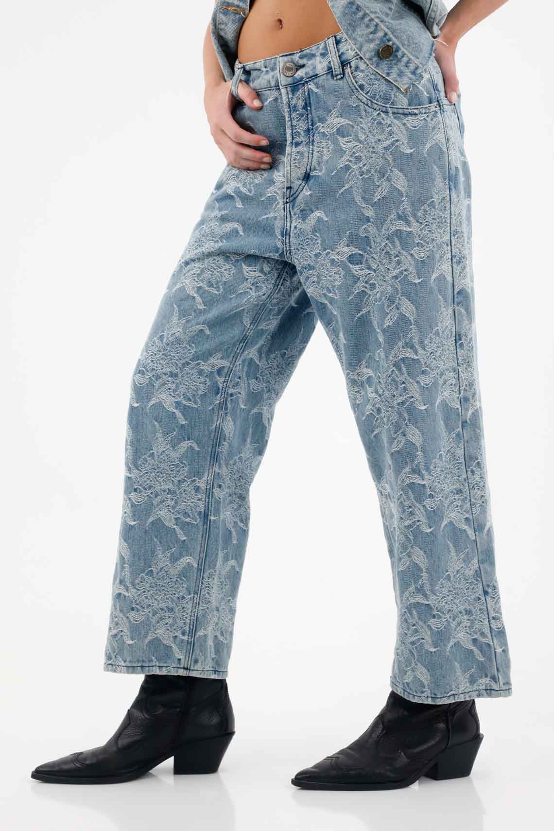Straight Jeans with Floral Design for Women - Image 2