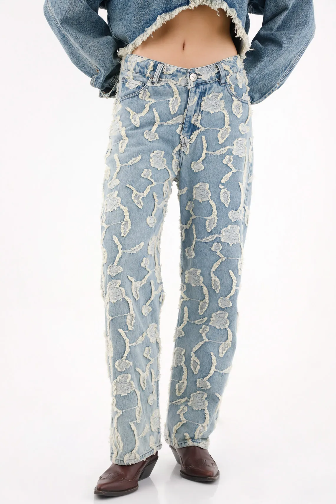 Straight Jeans with Embroidery for Women - Image 2