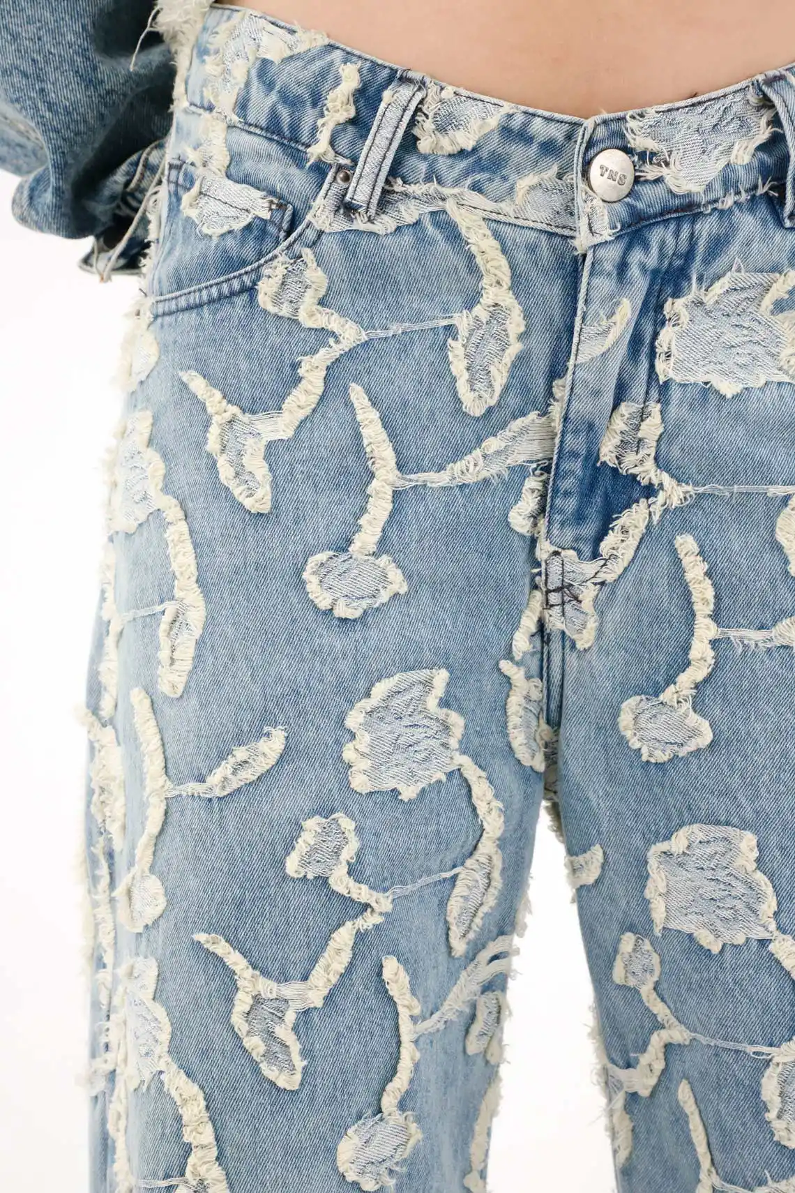 Straight Jeans with Embroidery for Women - Image 3