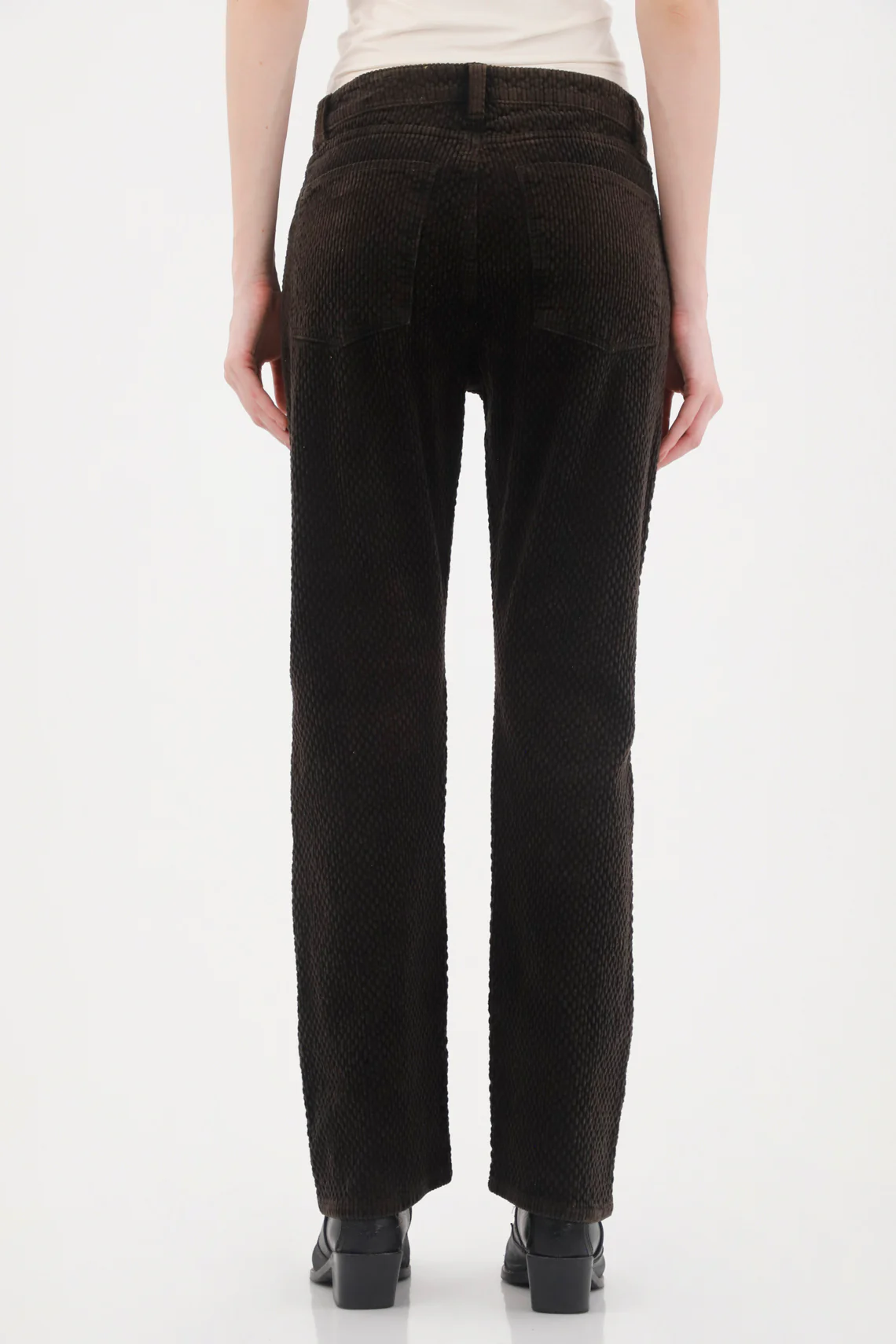 Straight Black Corduroy Jean with Vintage Effect for Women - Image 3