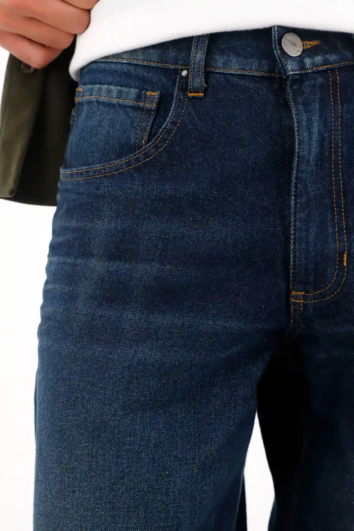 Jean Loose tiro medio azul para hombre - Image 3