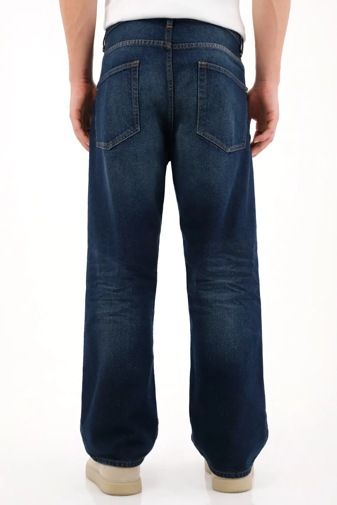 Jean Loose tiro medio azul para hombre - Image 4