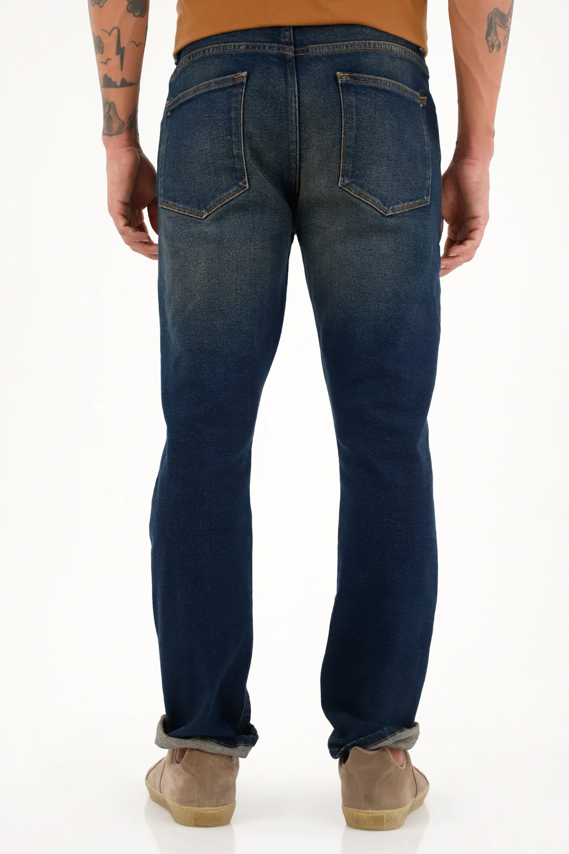 Men's Blue Mid-Rise Nudy Jeans with 3D Whiskers - Image 4