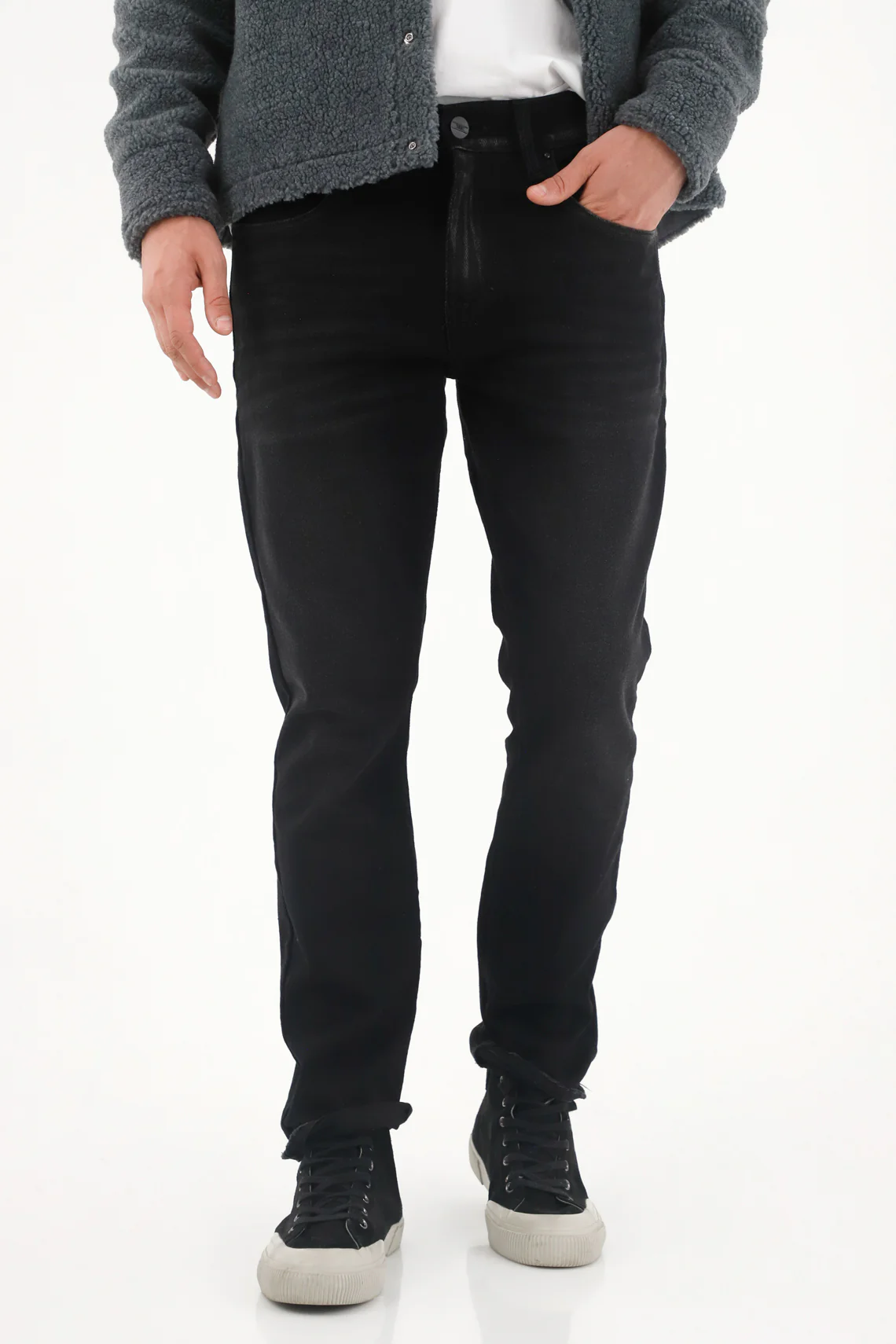 Men's Mid-Rise Black Denim Nudy Jeans
