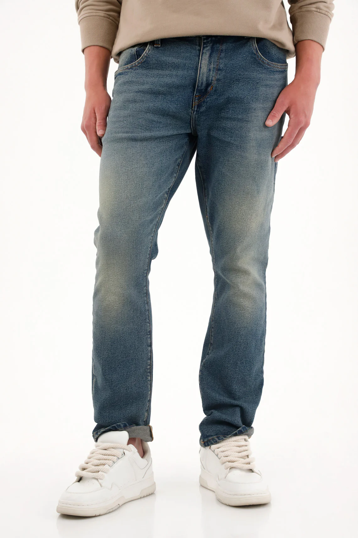 Mid-Rise Blue Nudy Jeans for Men