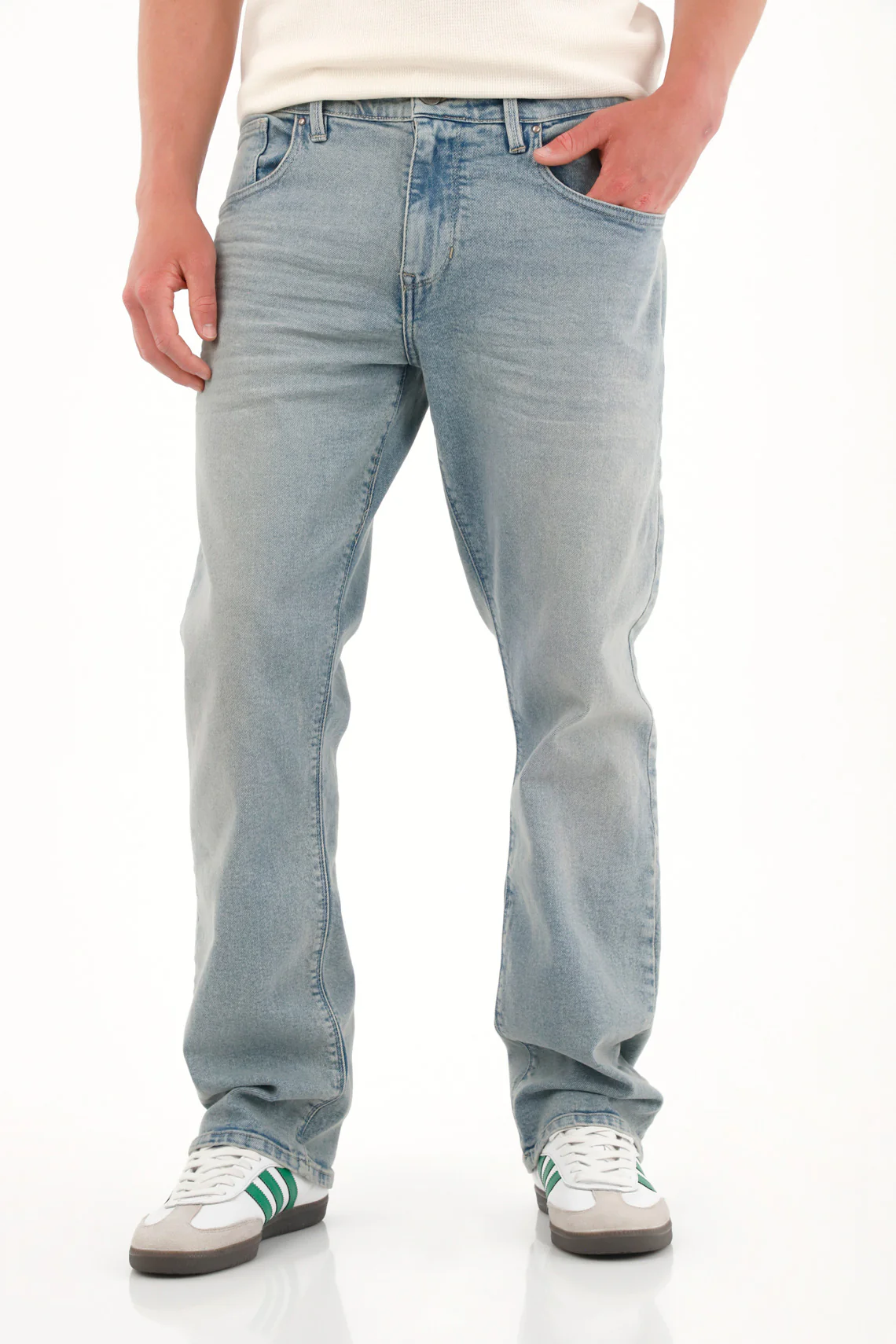 Light Blue Mid-Rise Straight Jeans for Men