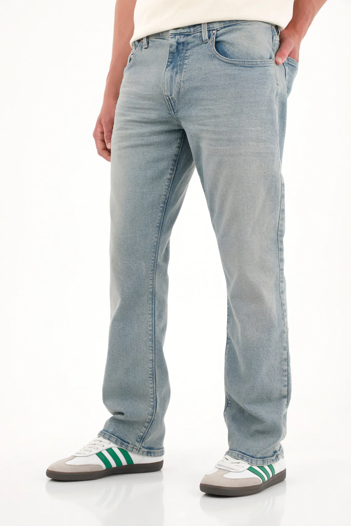 Light Blue Mid-Rise Straight Jeans for Men - Image 4