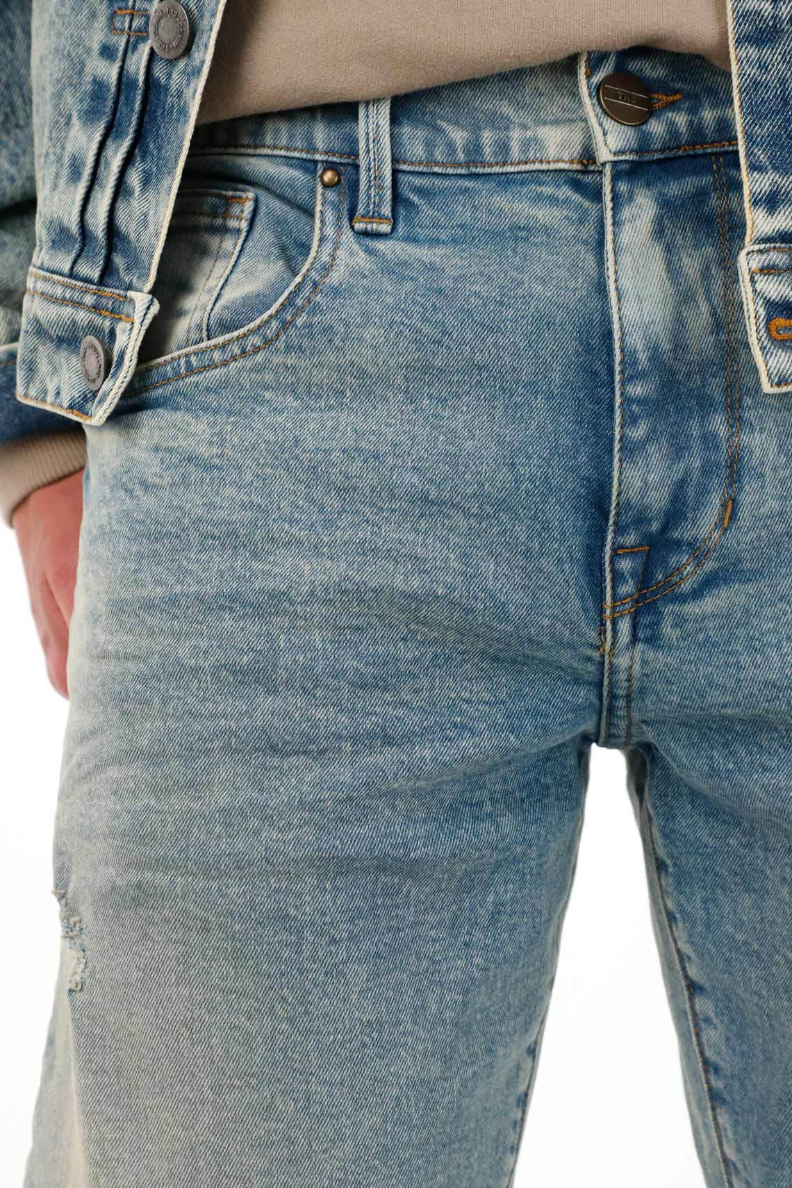 Light Blue Straight Fit Jeans for Men - Image 3