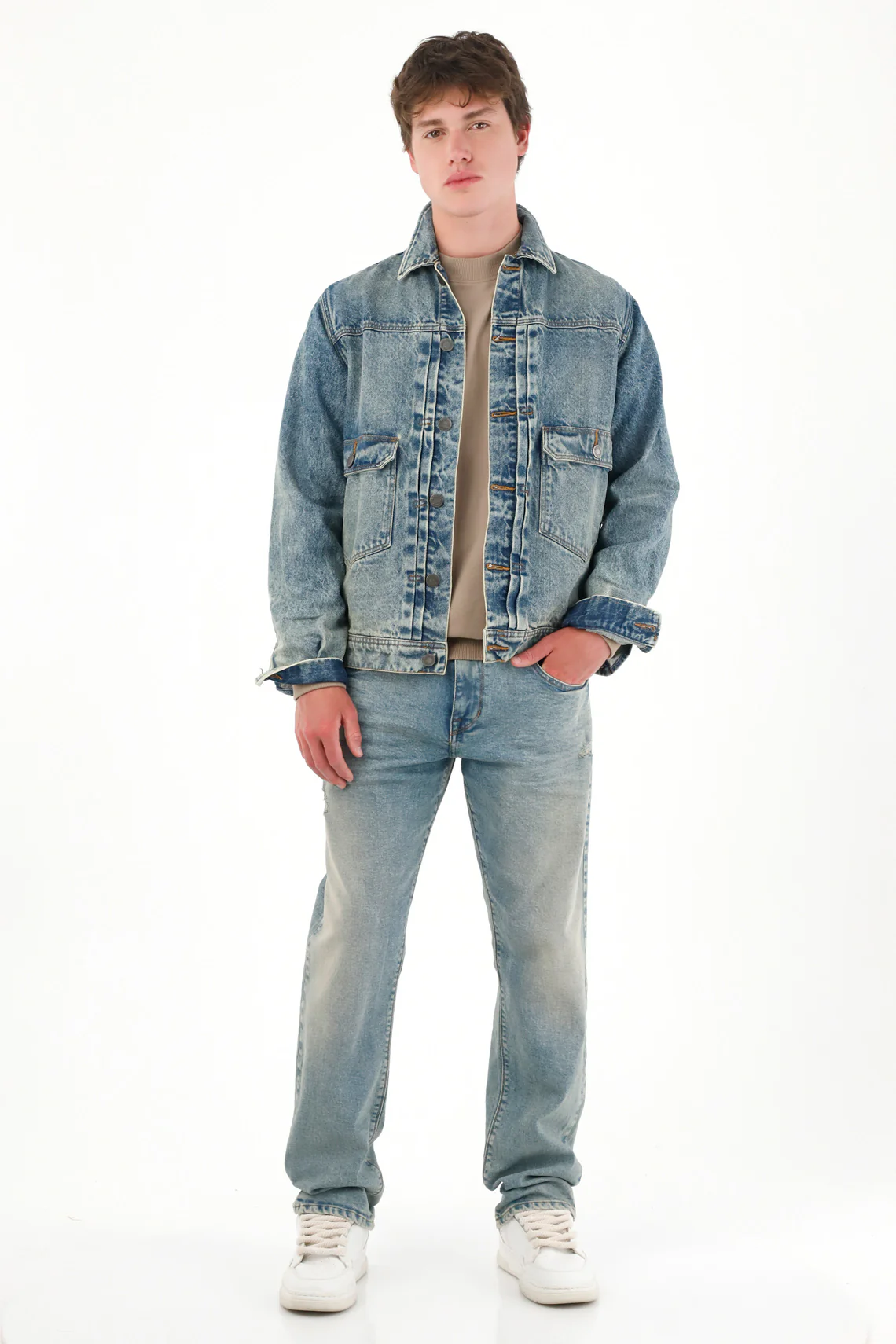 Light Blue Straight Fit Jeans for Men - Image 5