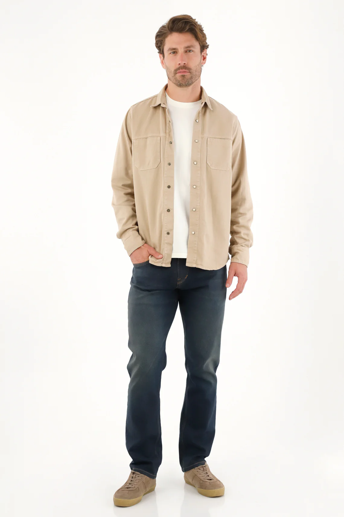 Men's Blue Resin Effect Straight Jeans