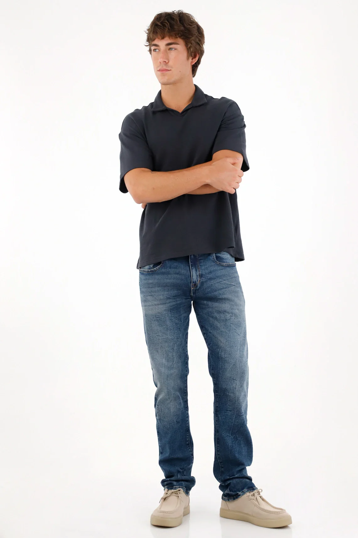 Men's Crackle Effect Jeans