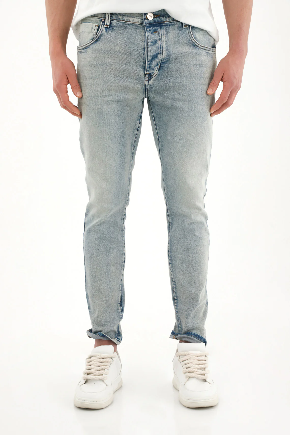 Men's Light Wash Mid-Rise Skinny Jeans