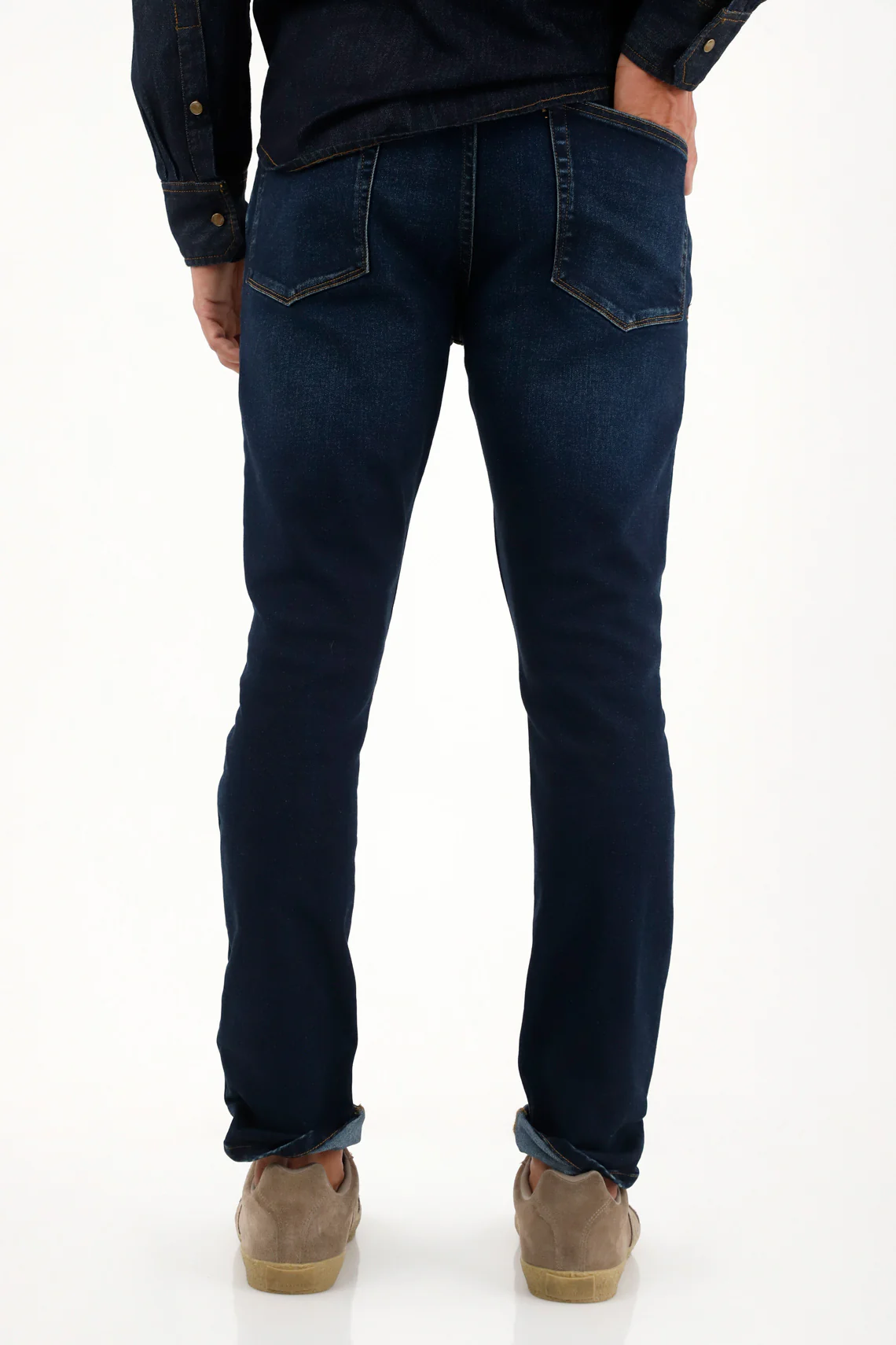 Men's Dark Blue Mid-Rise Super Skinny Jeans - Image 4